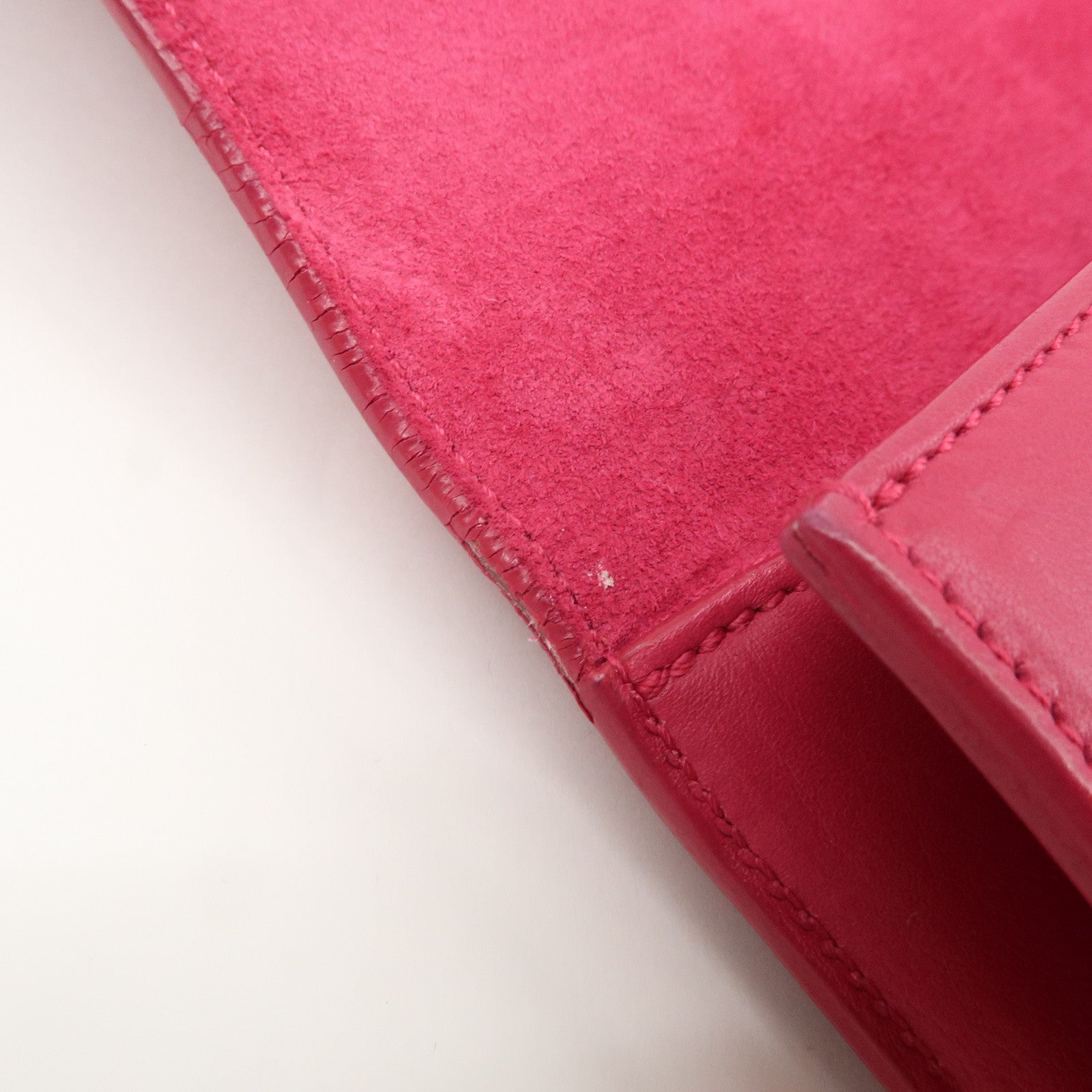 SAINT LAURENT PARIS Leather Clutch Bag Pink Gold HDW Used