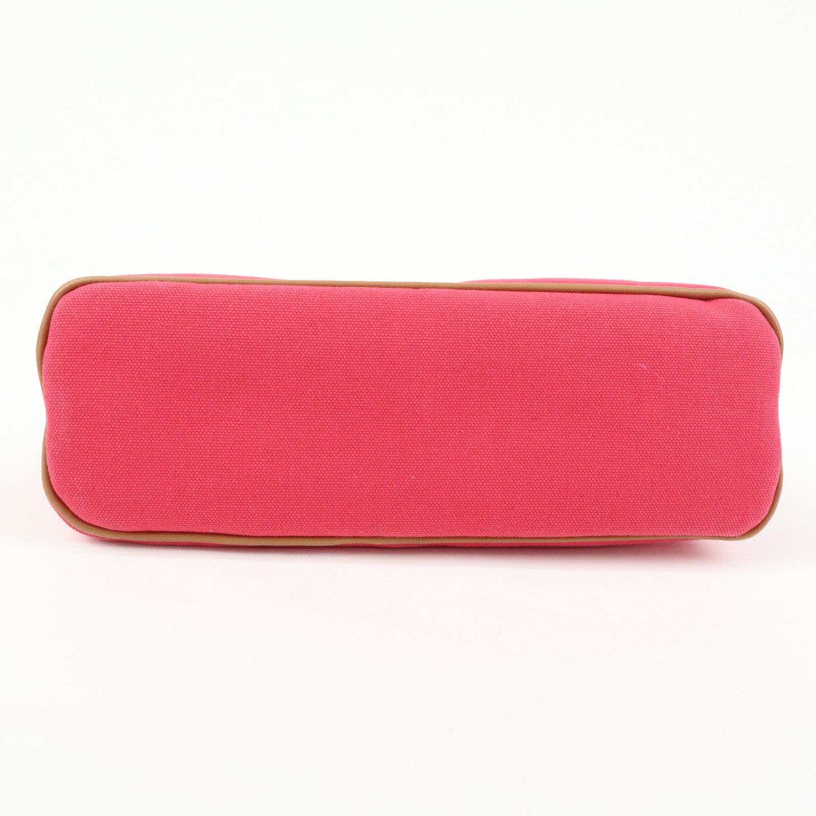 HERMES Bolide MM Cotton Leather Pouch Cosmetic Case Pink Orange