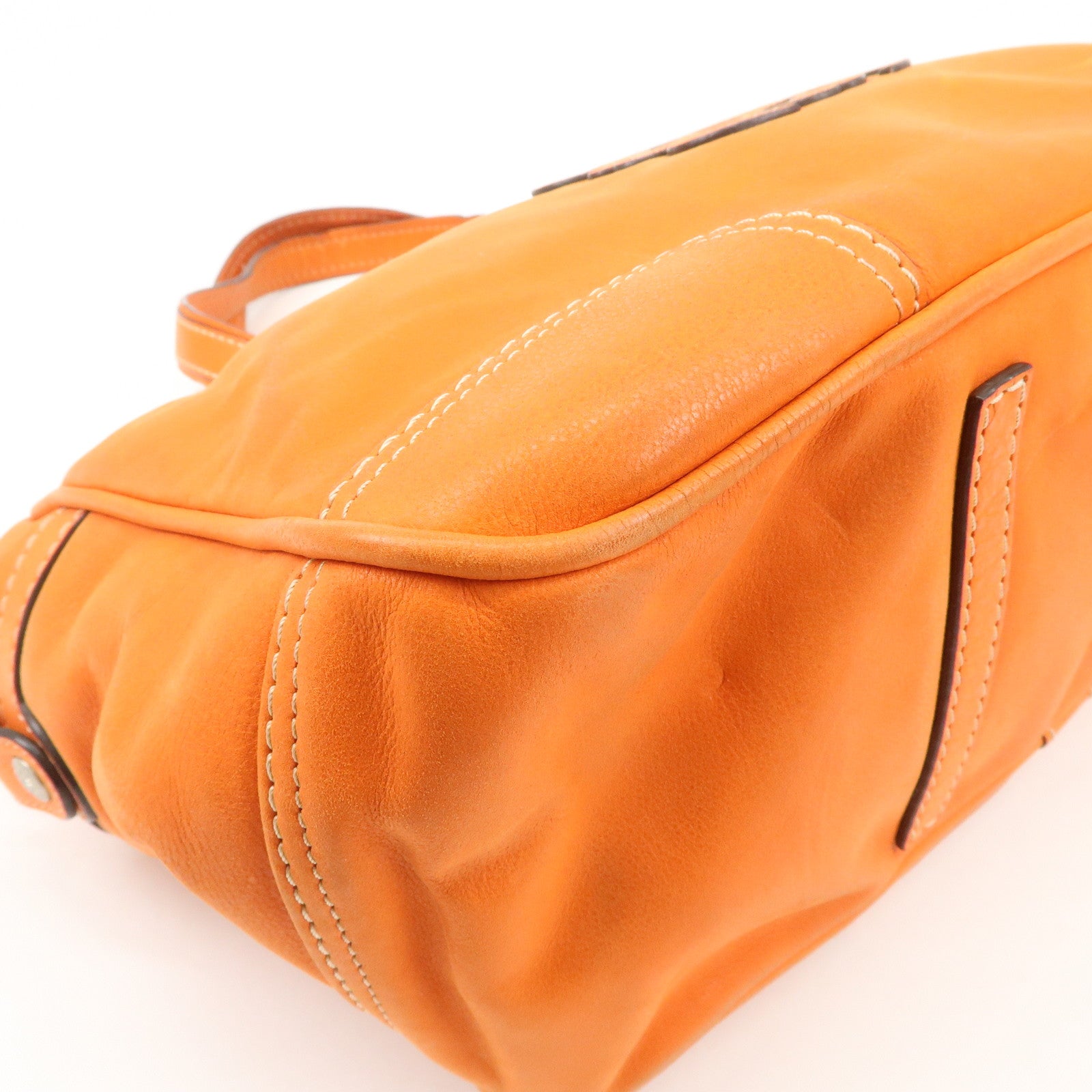 LOEWE Anagram Bolso Leather Tote Bag Shoulder Bag Orange Used