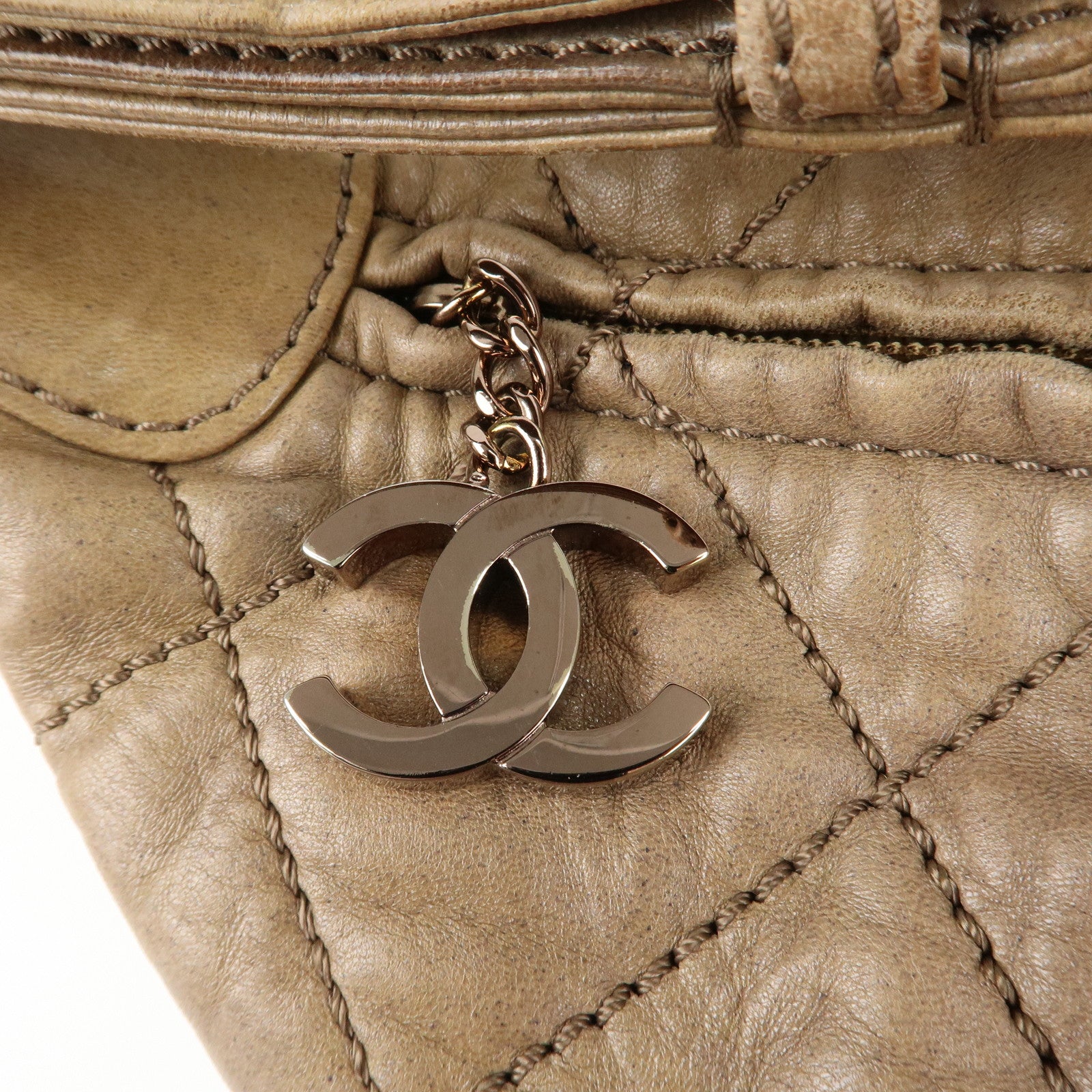 CHANEL Wild Stitch Leather Shoulder Bag Hand Bag Brown Used