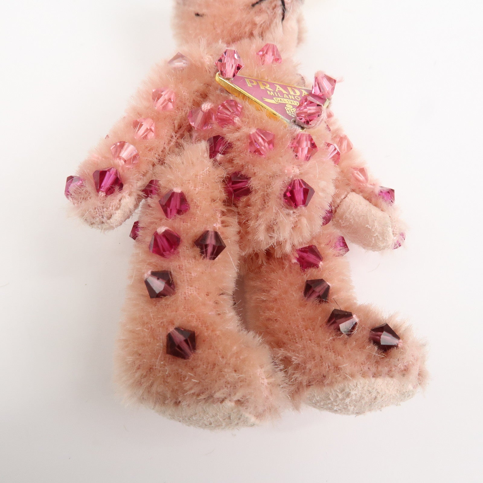 PRADA Logo Bear Motif Bag Charm Key Holder Bijou Pink