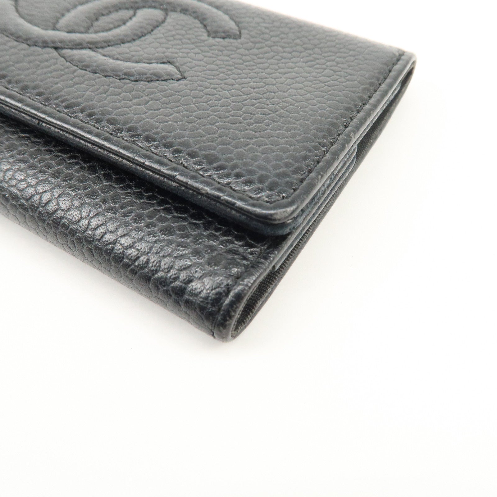 CHANEL COCO Mark Caviarskin 6 Rings Key Case Key Holder A13502