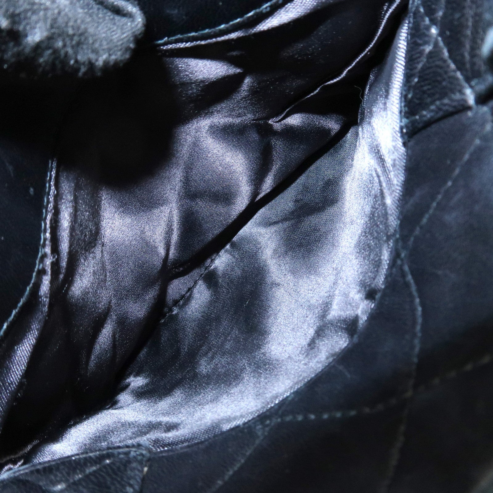 CHANEL Matelasse COCO Mark Lamb Skin Hand Bag Black