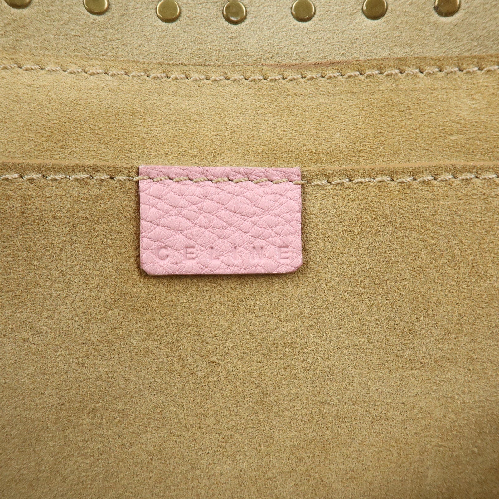 CELINE Boogie Bag Leather Studs Hand Bag Tote Bag Pink