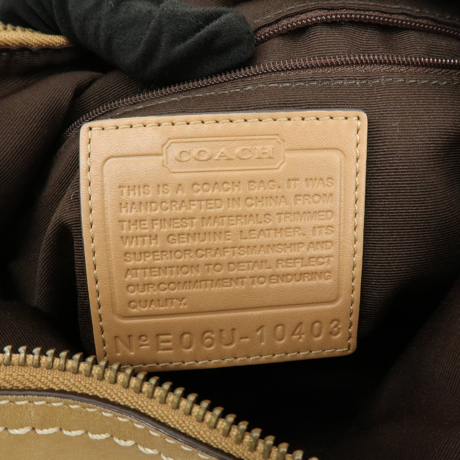 COACH Signature Set of 2 Canvas Leather Shoulder Bag Beige Camel