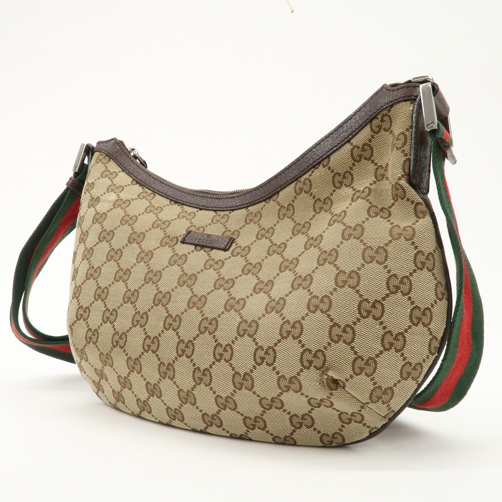 GUCCI Sherry GG Canvas Leather Shoulder Bag Beige Brown 181092