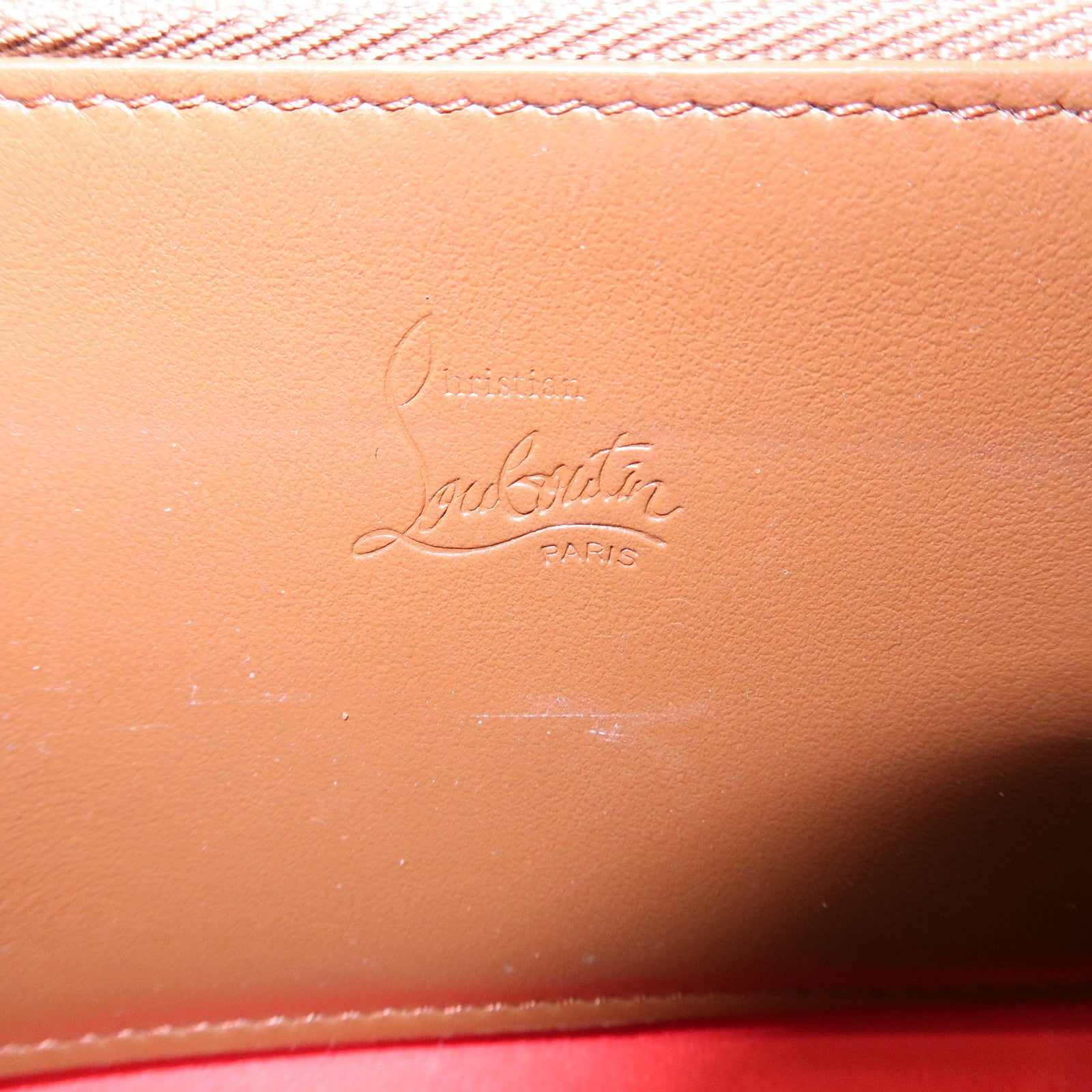 Christian Louboutin Embossed Leather Long Wallet Studs Brown