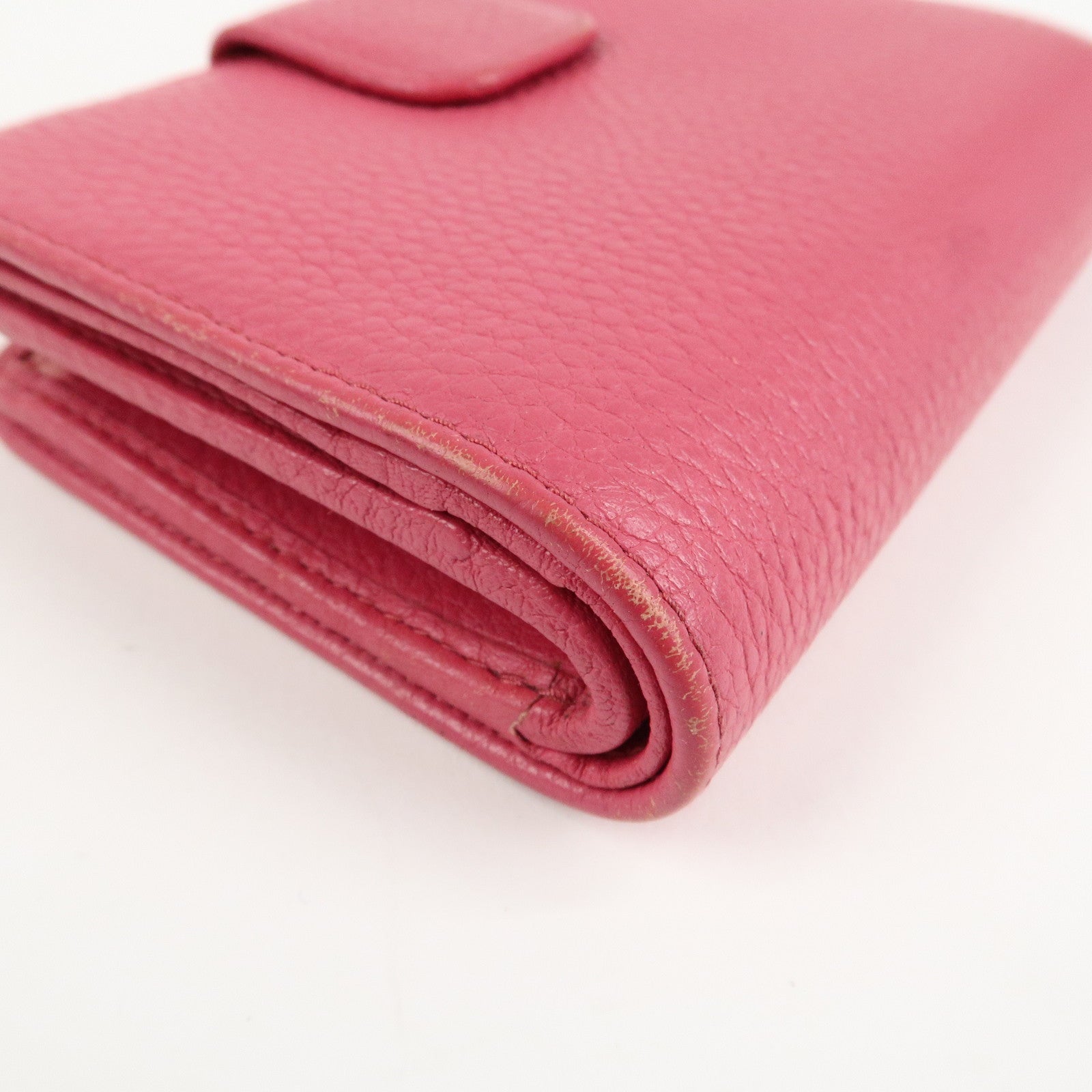 PRADA Logo Leather Bi-Fold Wallet Small Wallet Pink 1ML018 Used