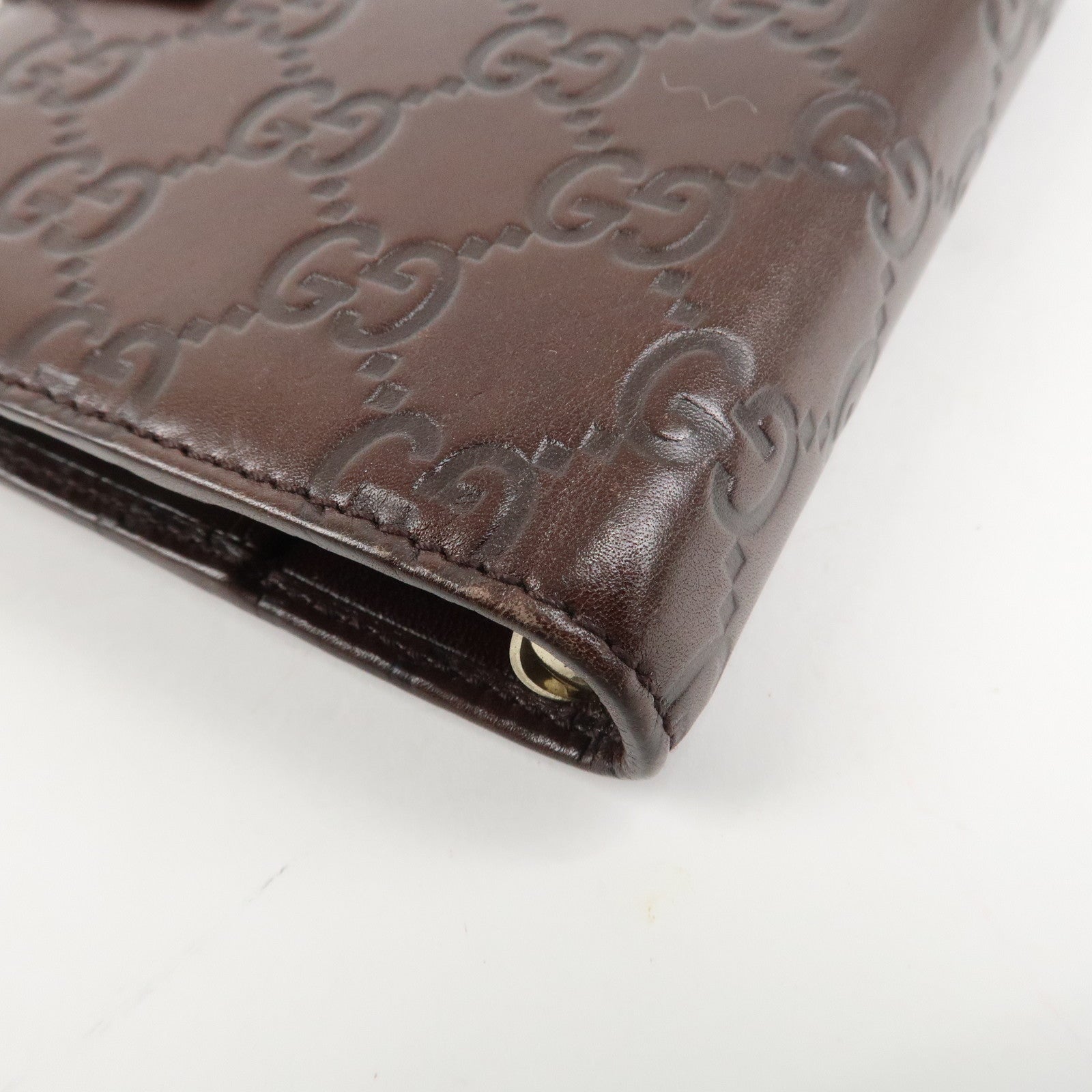 GUCCI Guccissima Leather Planner Cover Dark Brown 115240 Used