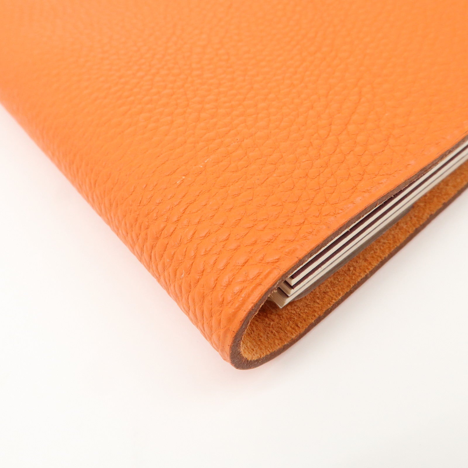 HERMES Togo Leather Ulysse MM □J Stamped Notebook Cover Potiron Orang