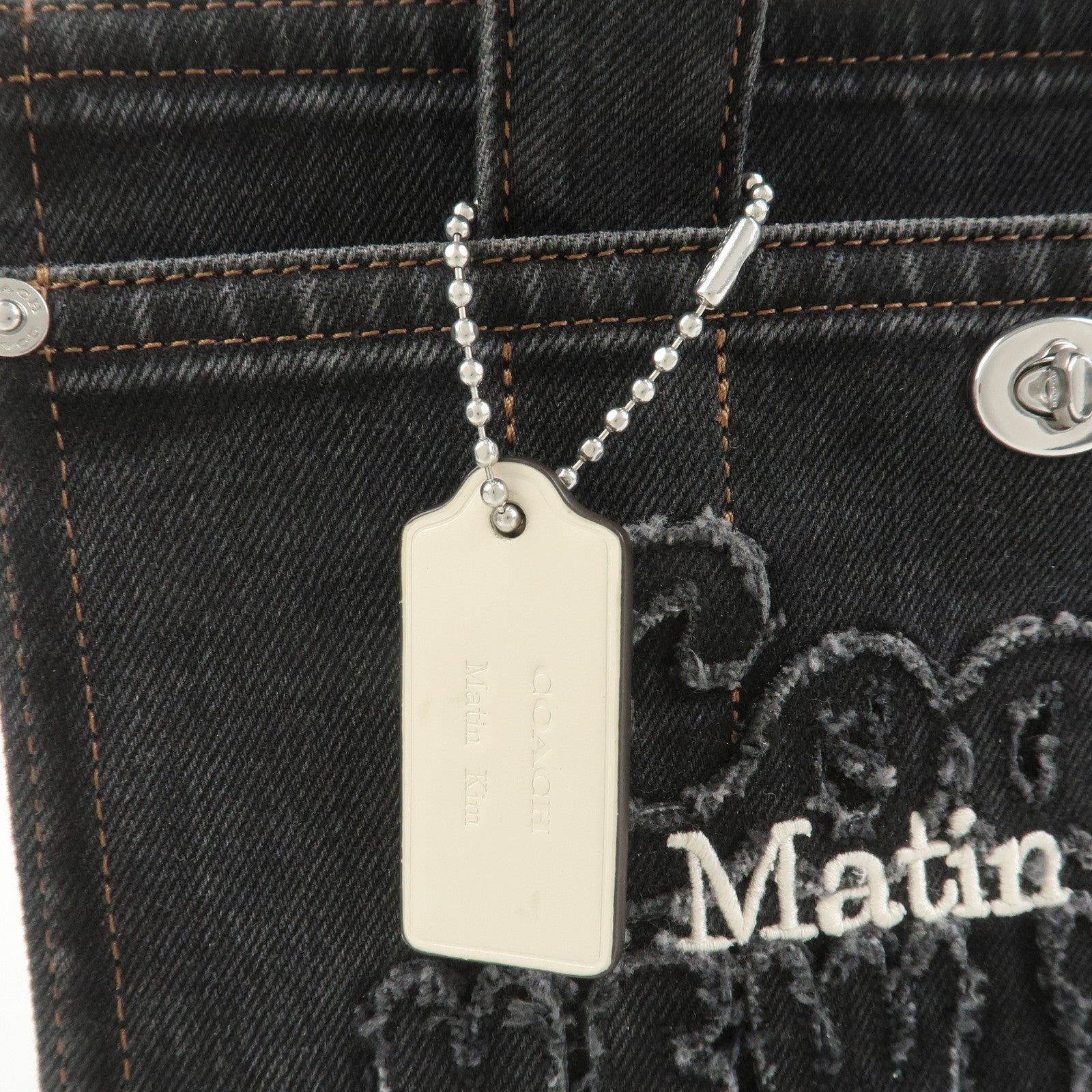 COACH Denim Leather 2Way Shoulder Bag Hand Bag Black