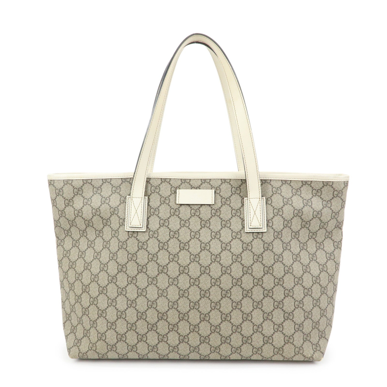 GUCCI GG Supreme Leather Tote Bag Shoulder Bag Beige White 211137