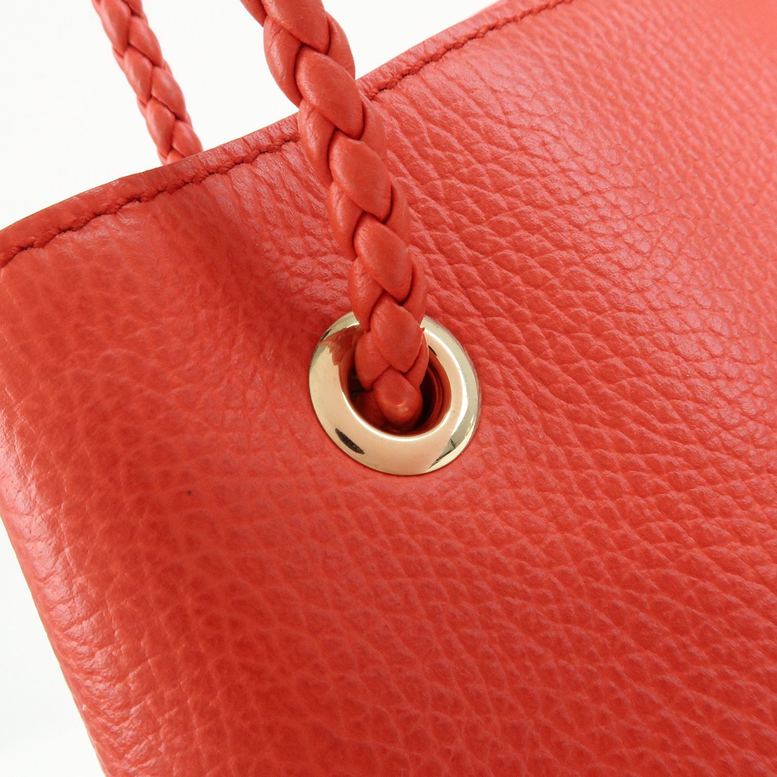 GUCCI Logo Leather Tote Bag Shoulder Bag Hand Bag Red 380118