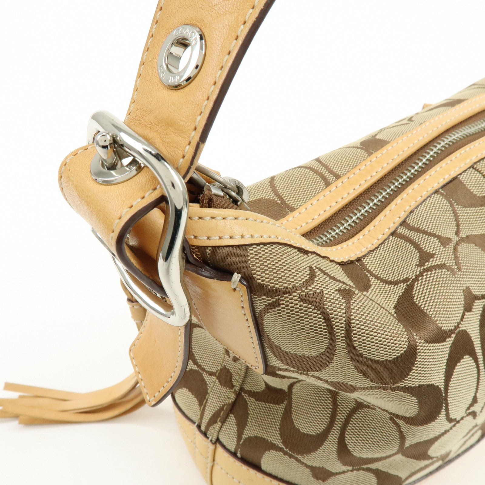 COACH Set of 2 Signature Canvas Leather Shoulder Bag Brown Black