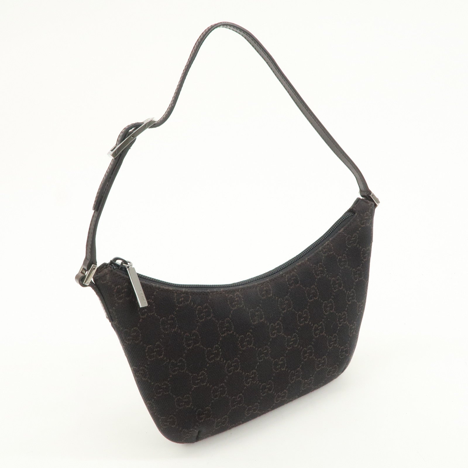 GUCCI GG Canvas Leather Hand Bag Shoulder Bag Black 32160