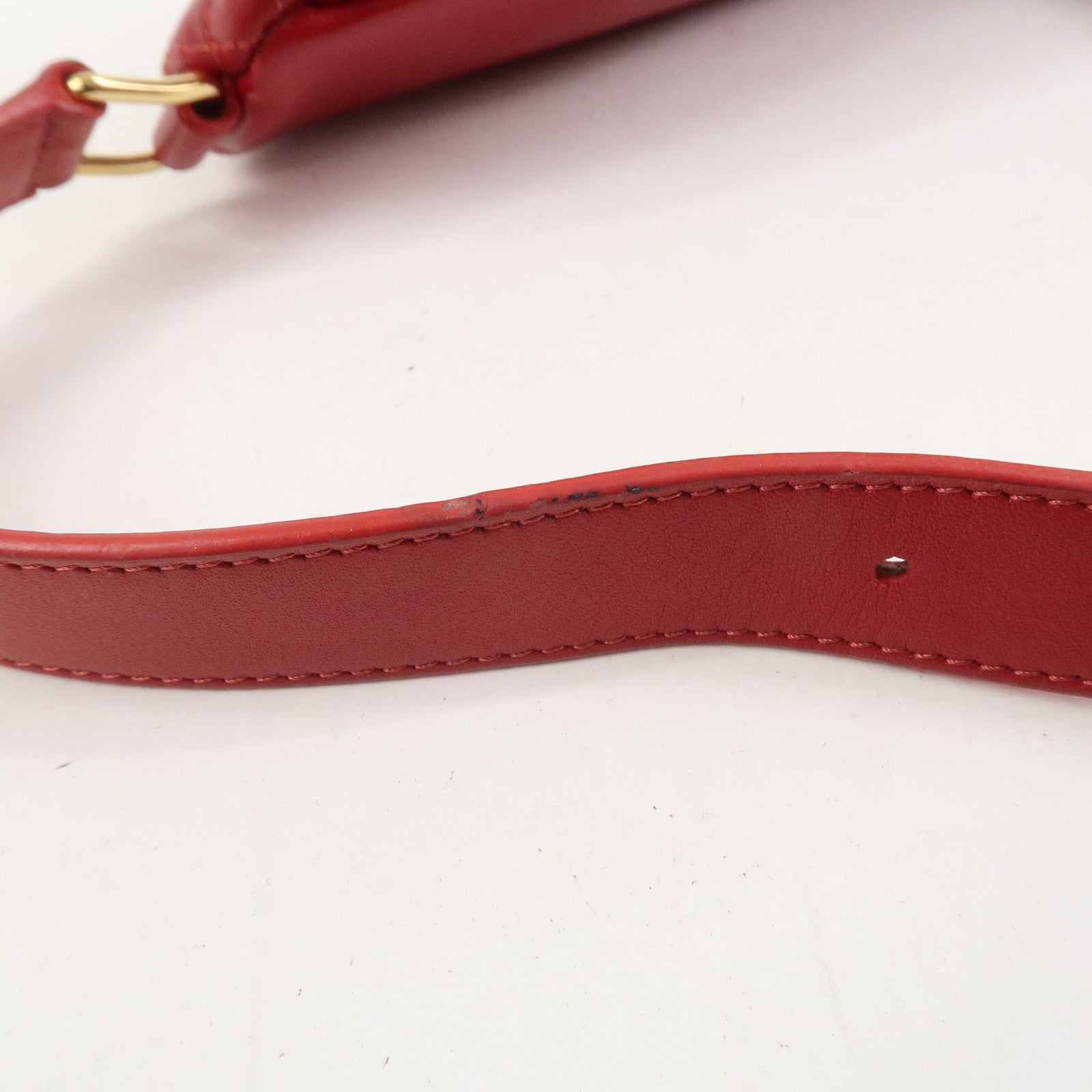 CELINE Leather C Charm Waist Bag Body Bag Red