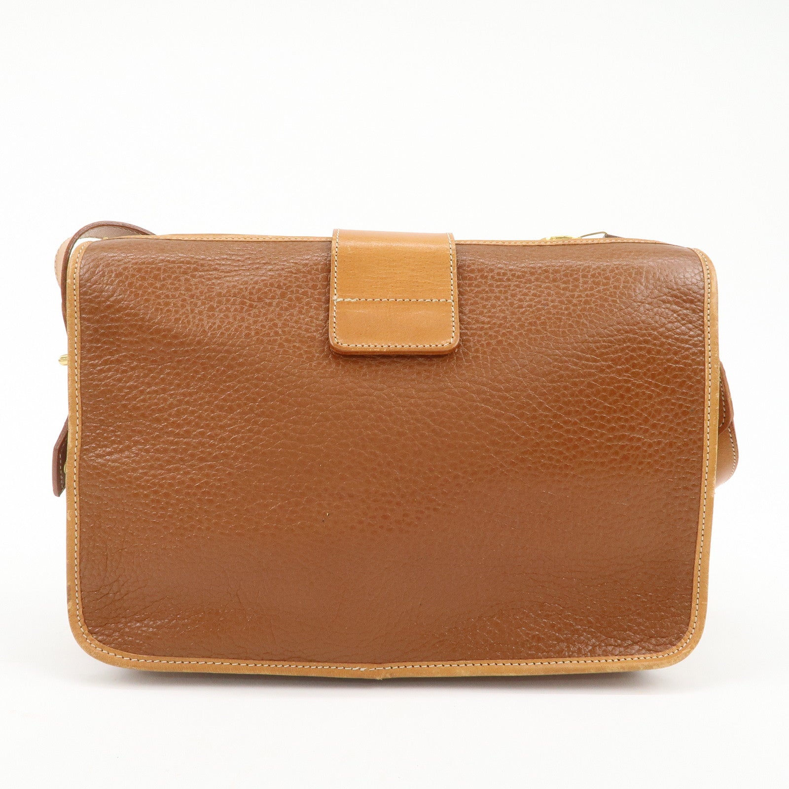 Christian Dior Logo Leather Shoulder Bag Brown Gold HDW