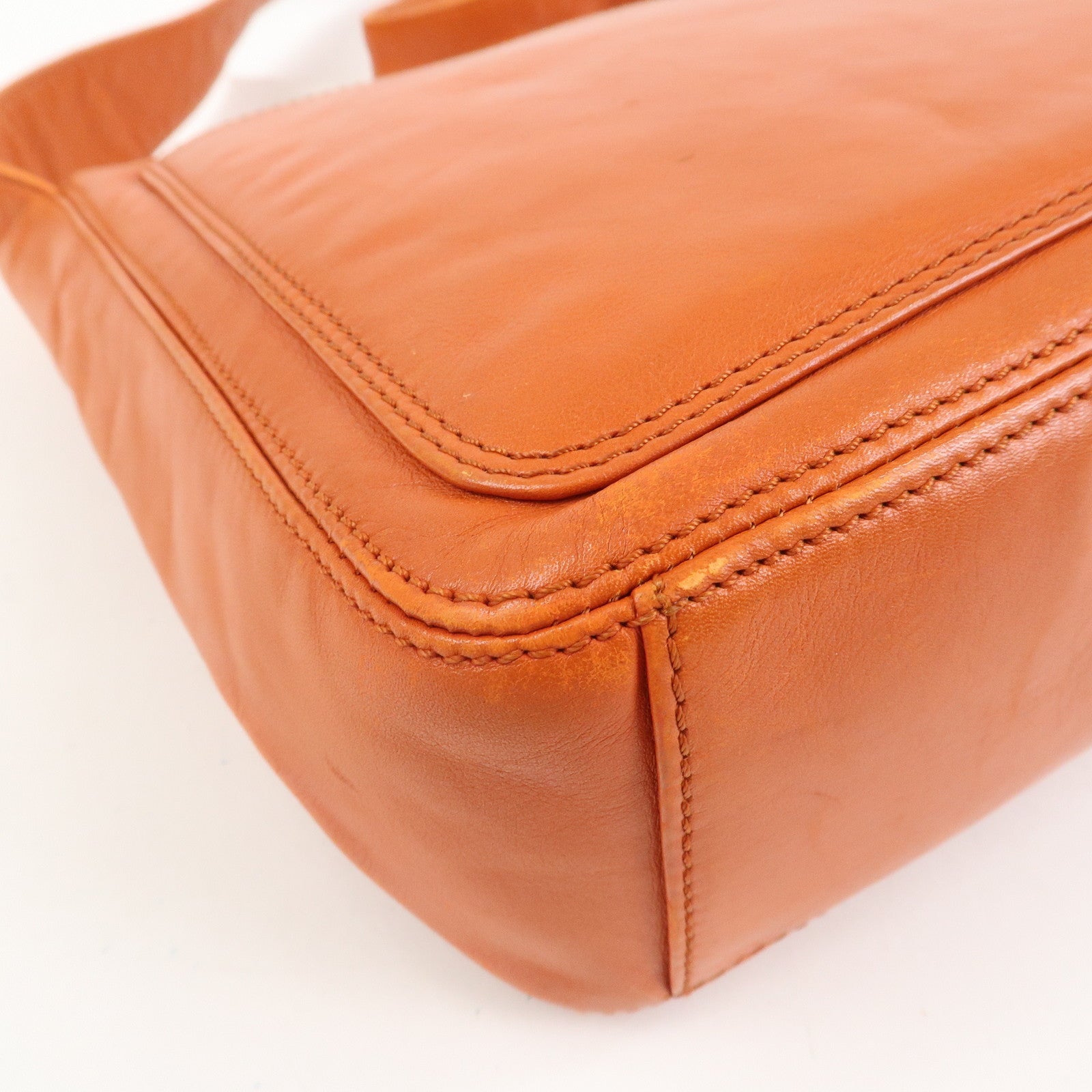 CHANEL COCO Mark Lamb Skin Shoulder Bag Orange