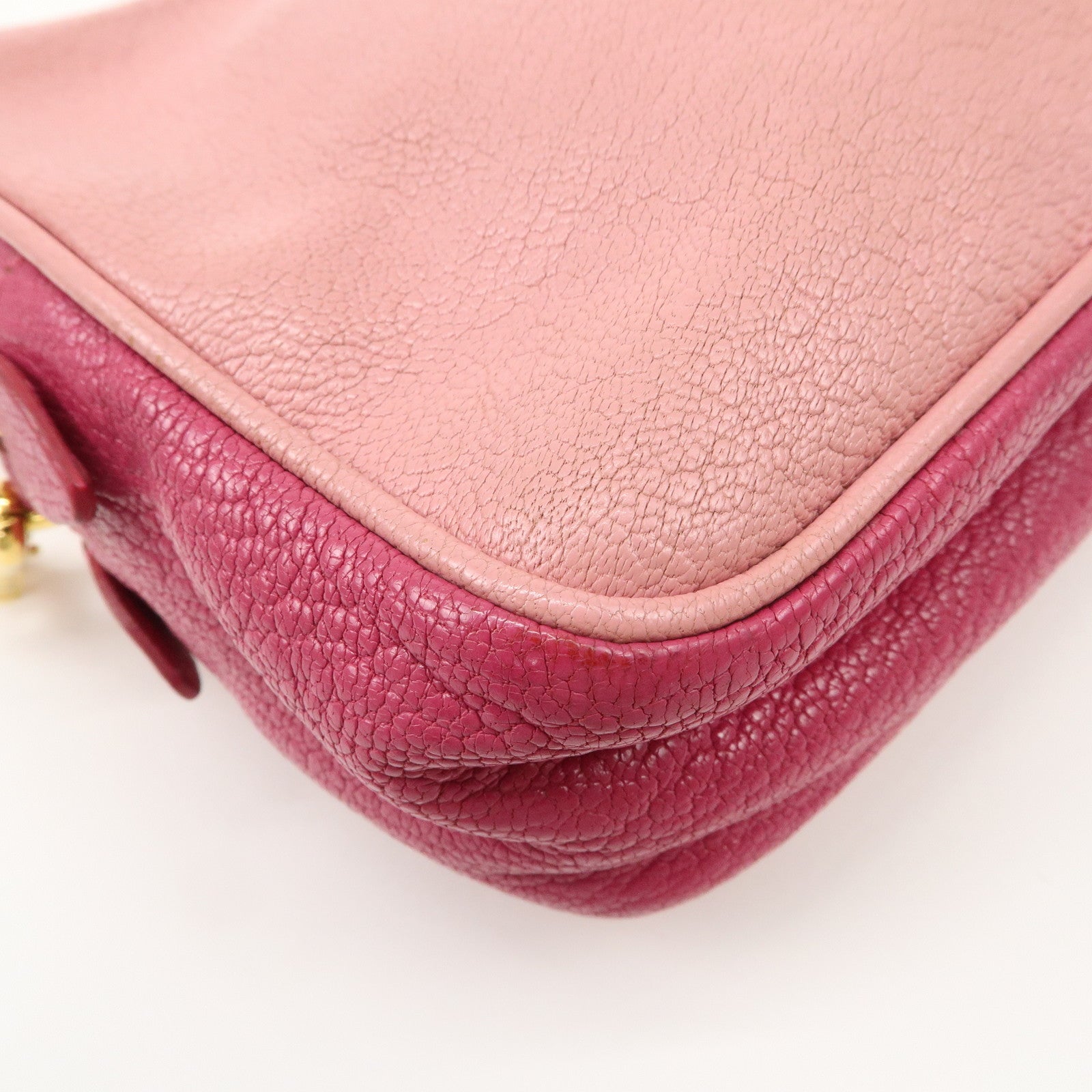 MIU MIU Leather Shoulder Bag Crossbody Bag Pink Used