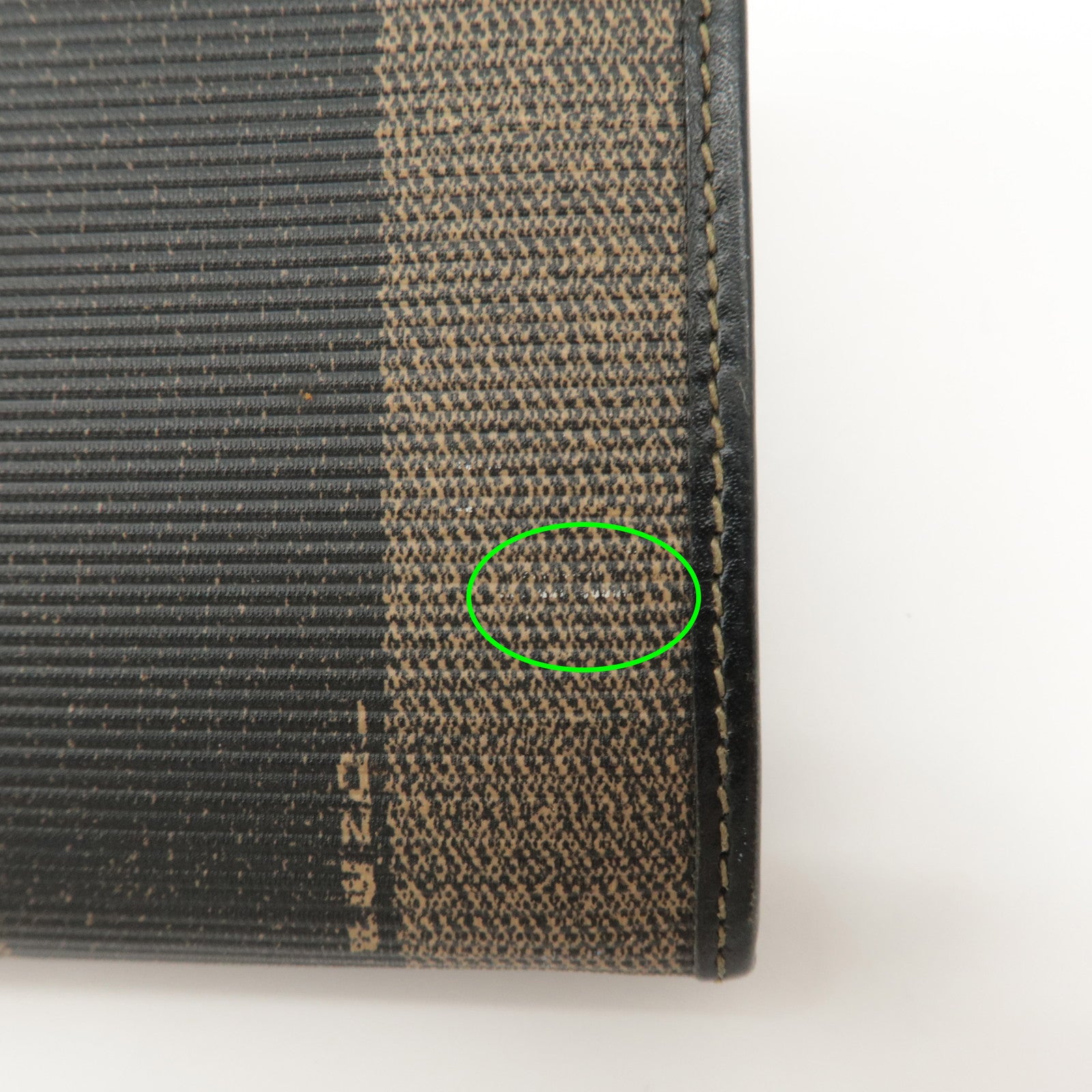 FENDI Pequin PVC Canvas Long Wallet Black Brown T20615 Used