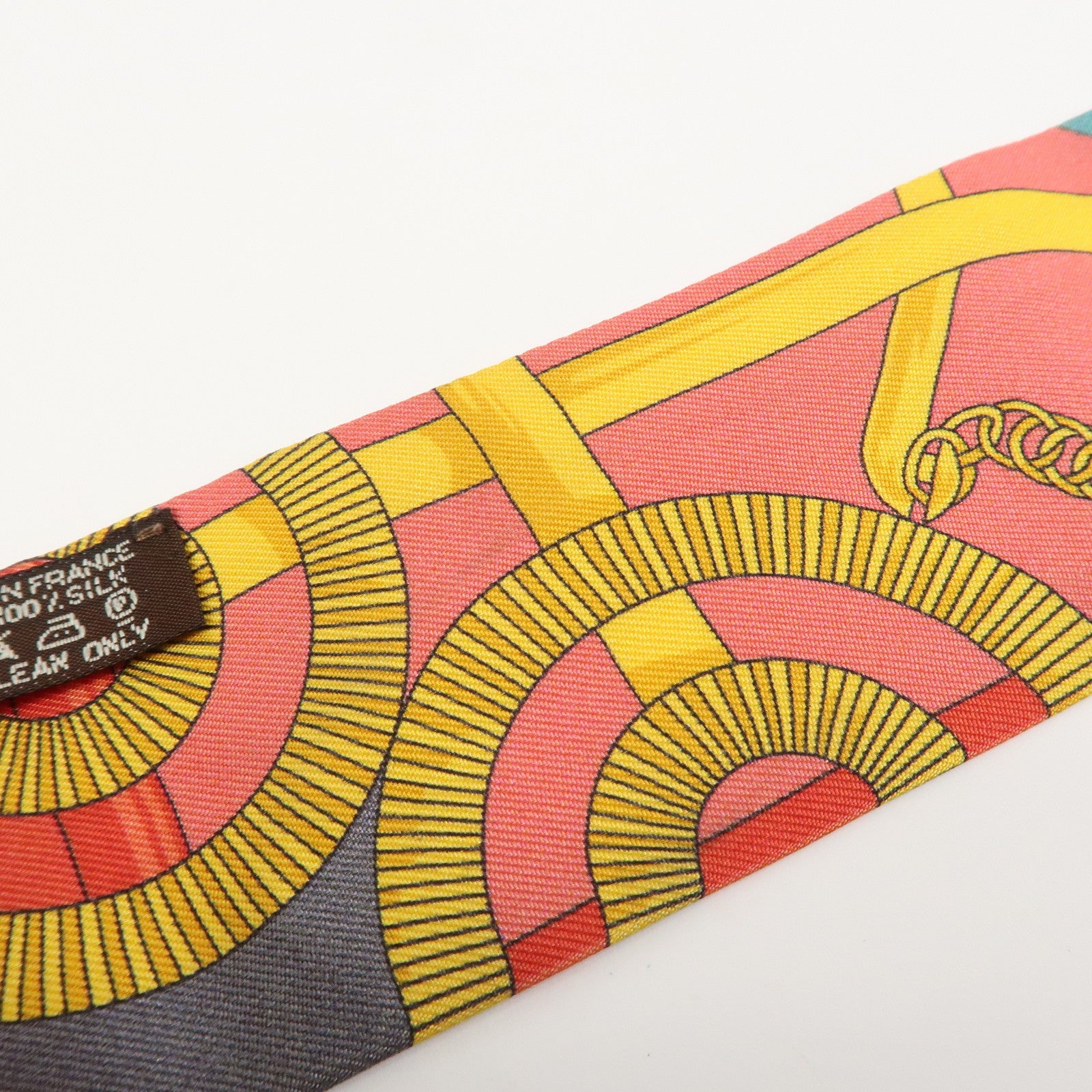 HERMES Twilly Silk 100% Scarf Eperon d'or Red Gray