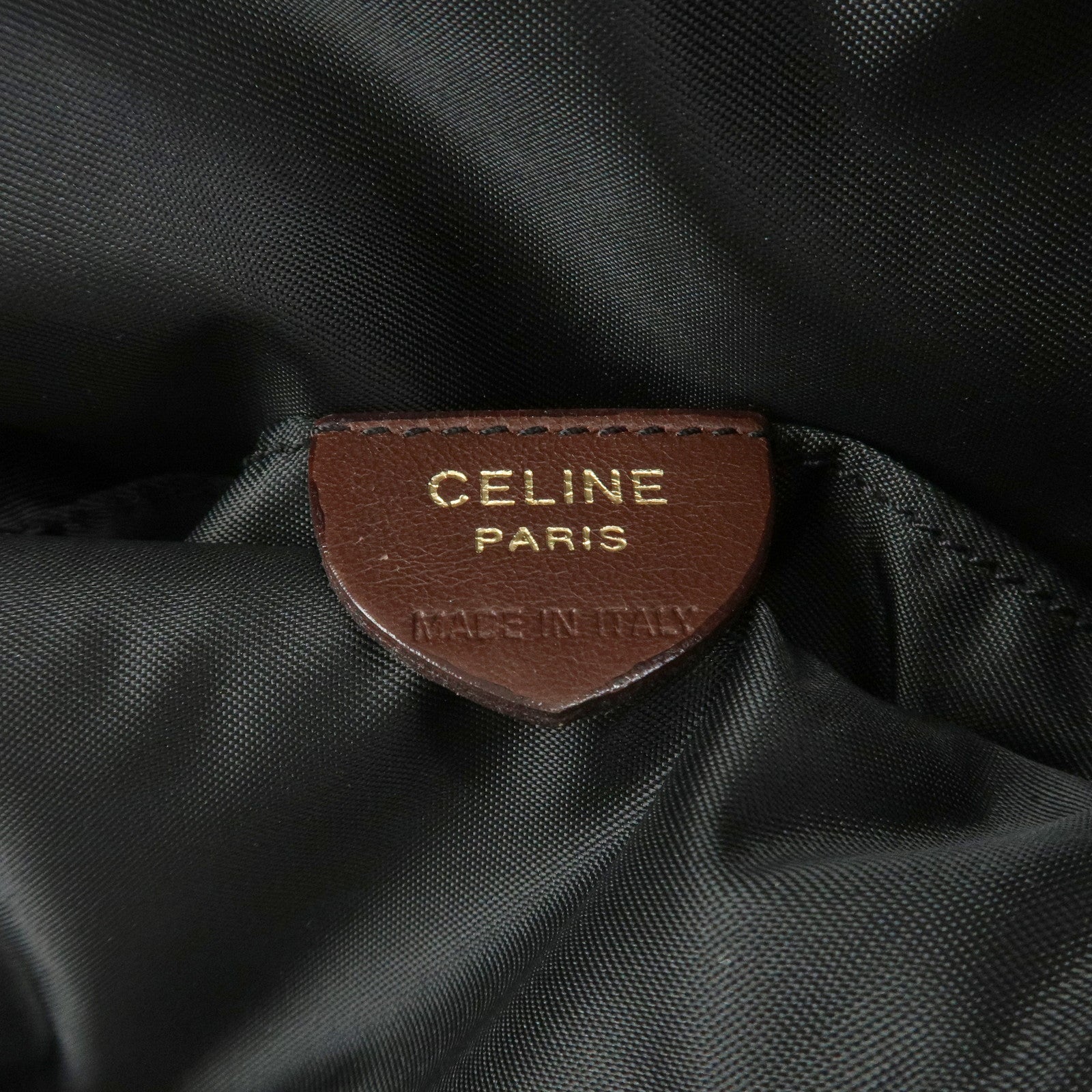 CELINE Logo Nylon Leather Backpack Ruck Sack Brown