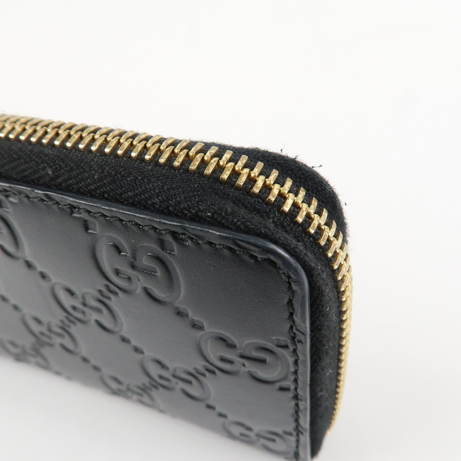 GUCCI Guccissima Leather Card Case Card Holder Black 447939 Used