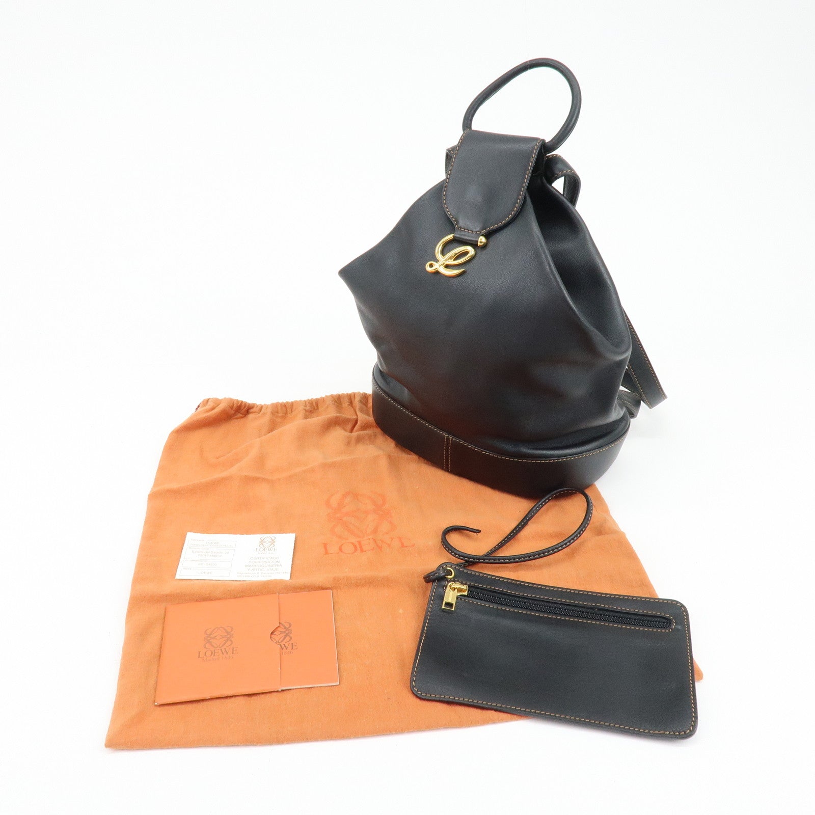 LOEWE Anton Leather Backpack Rucksuck Black