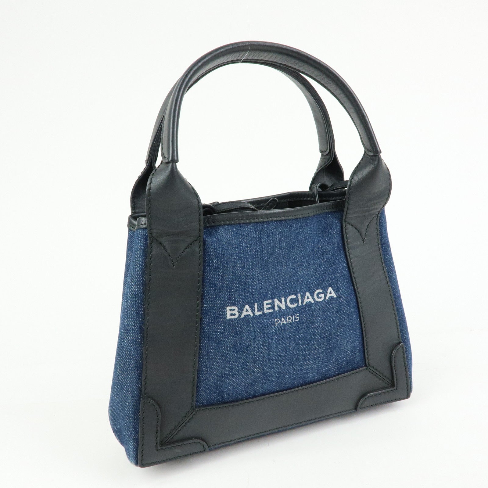 BALENCIAGA Baby Cabas Denim 2Way Bag Hand Shoulder Bag Blue Black