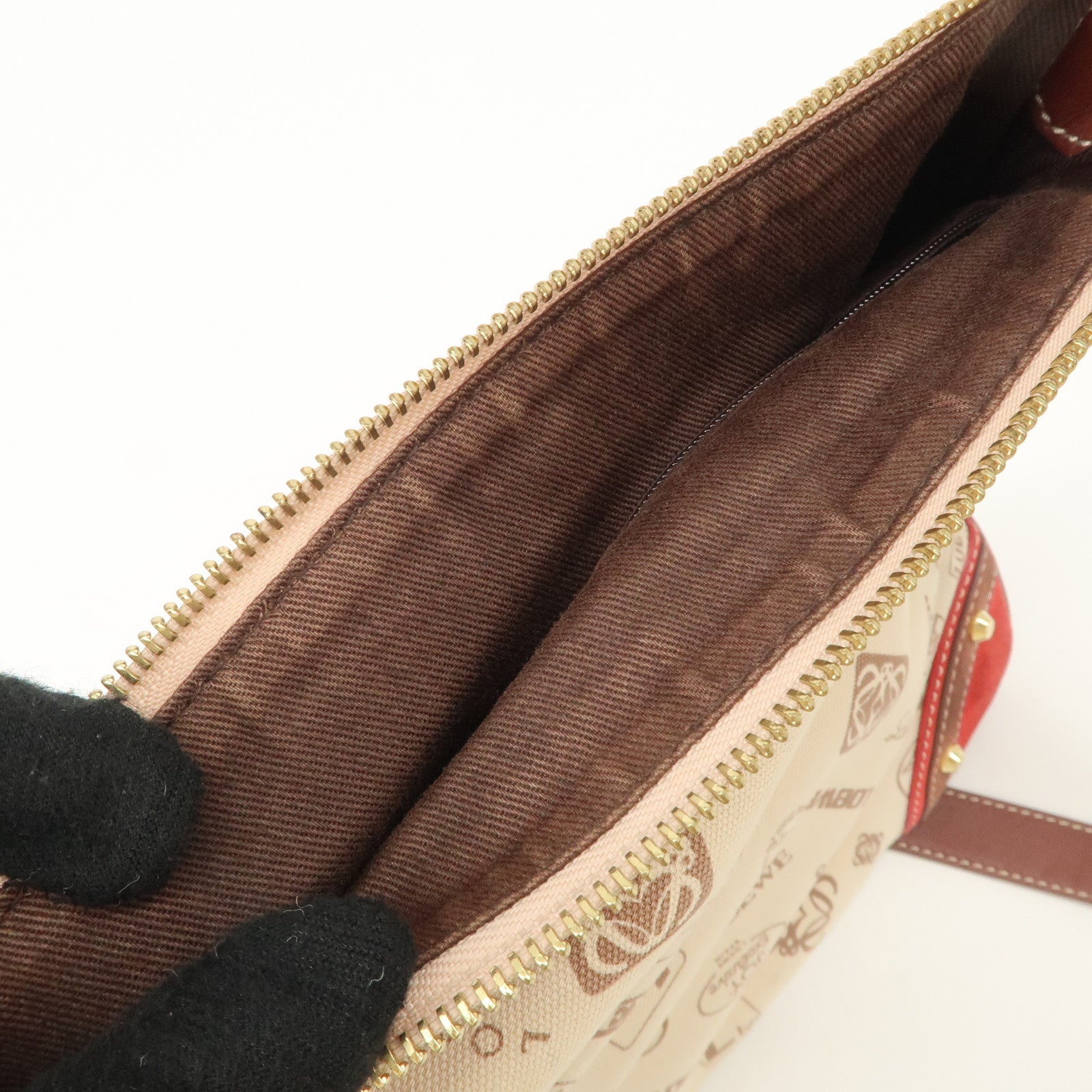 LOEWE Anagram Canvas Suede Leather Shoulder Bag 160th Anniverssary Used