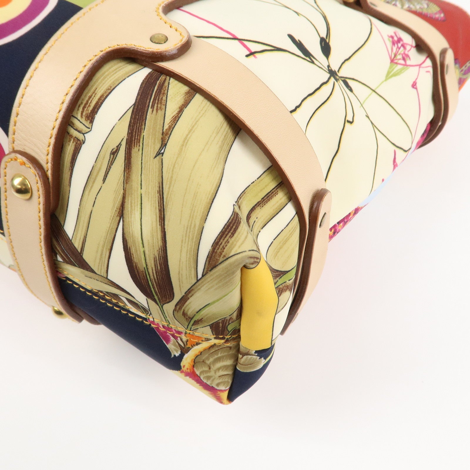 Ferragamo Gancini Nylon Leather Tote bag Shoulder Bag Multicolor