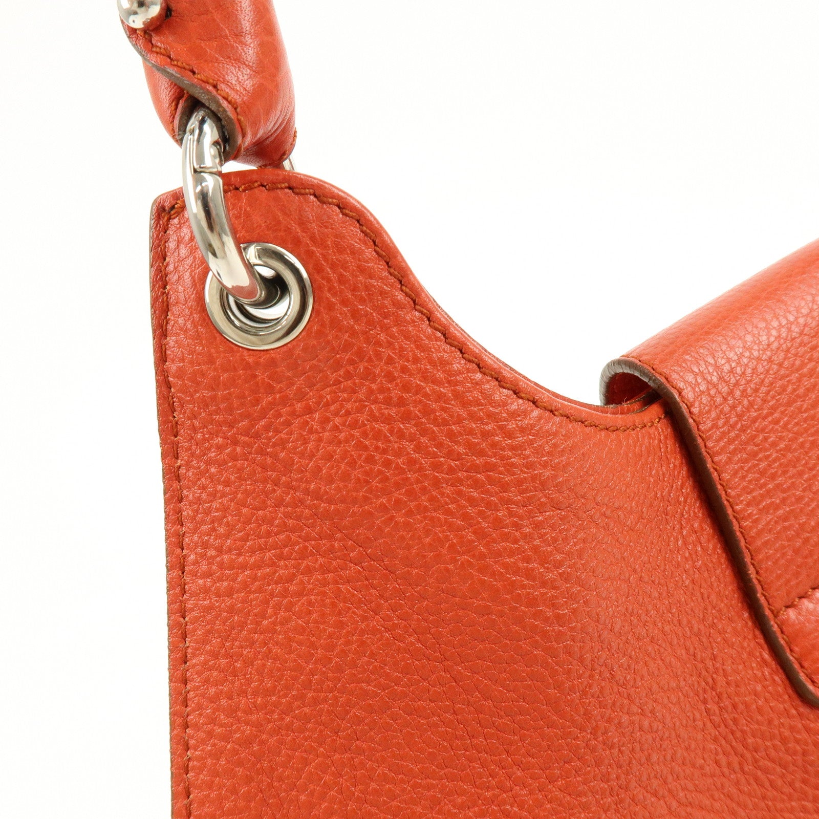 Ferragamo Gancini Leather Shoulder Bag Hand Bag Orange
