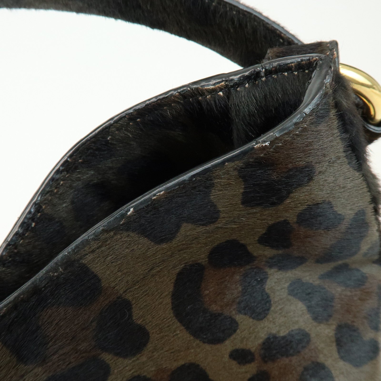PRADA Leopard Unborn Calf Shoulder Bag Dark Brown BR4941