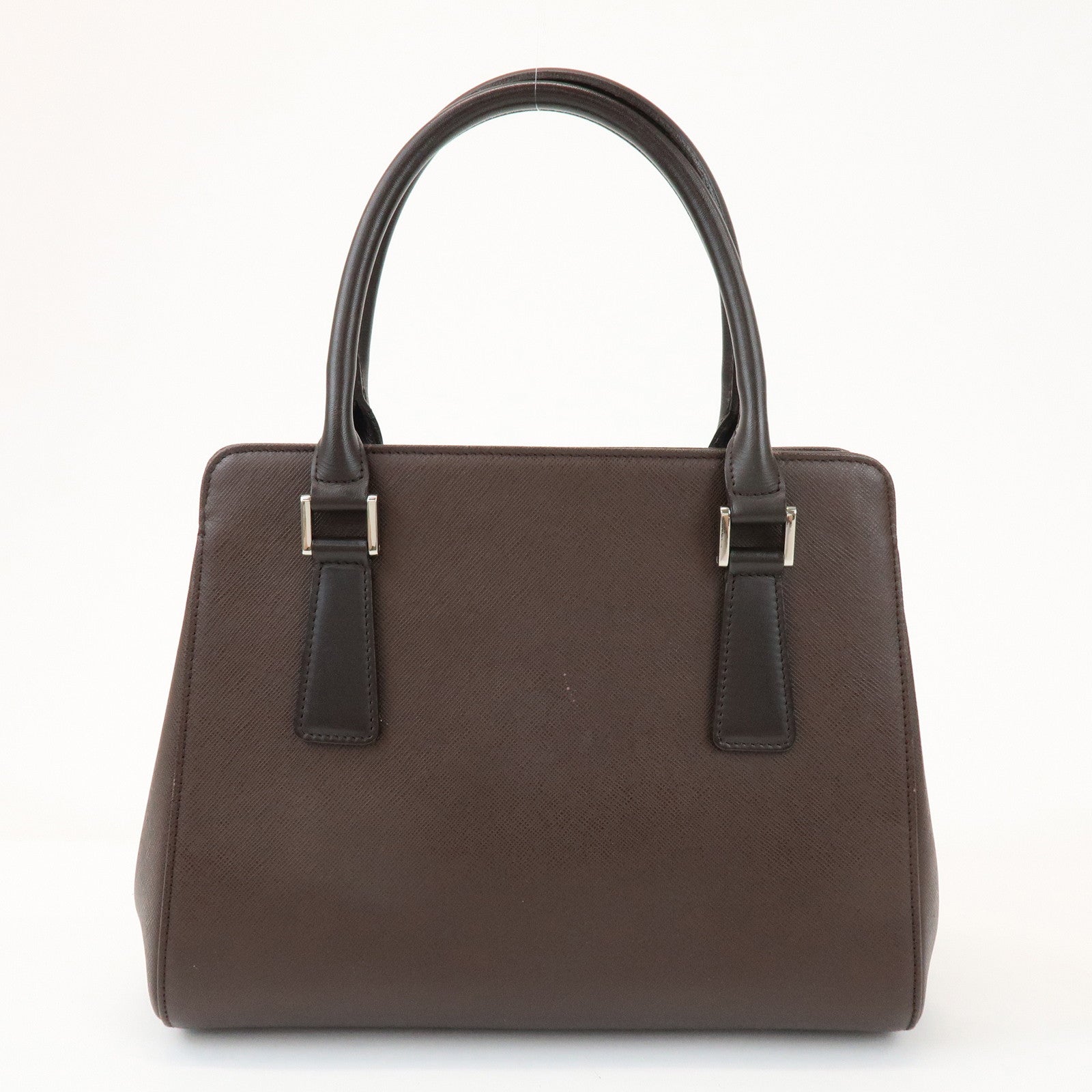 BURBERRY Logo Leather Hand Bag Tote Bag Brown