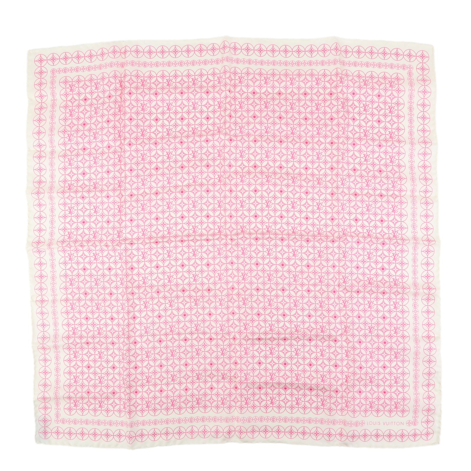 Louis Vuitton Silk 100% Scarf Murakami White Pink