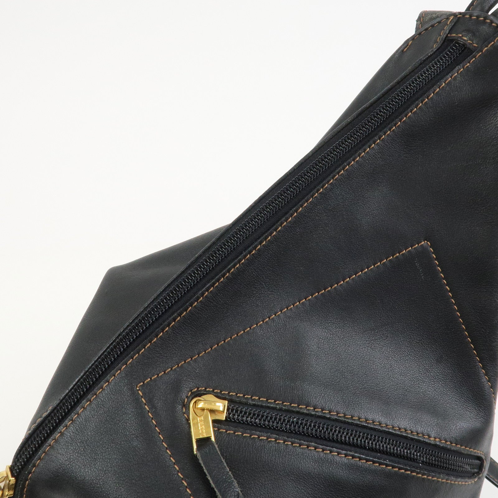 LOEWE Anton Anagram Leather Backpack Shoulder Bag Black