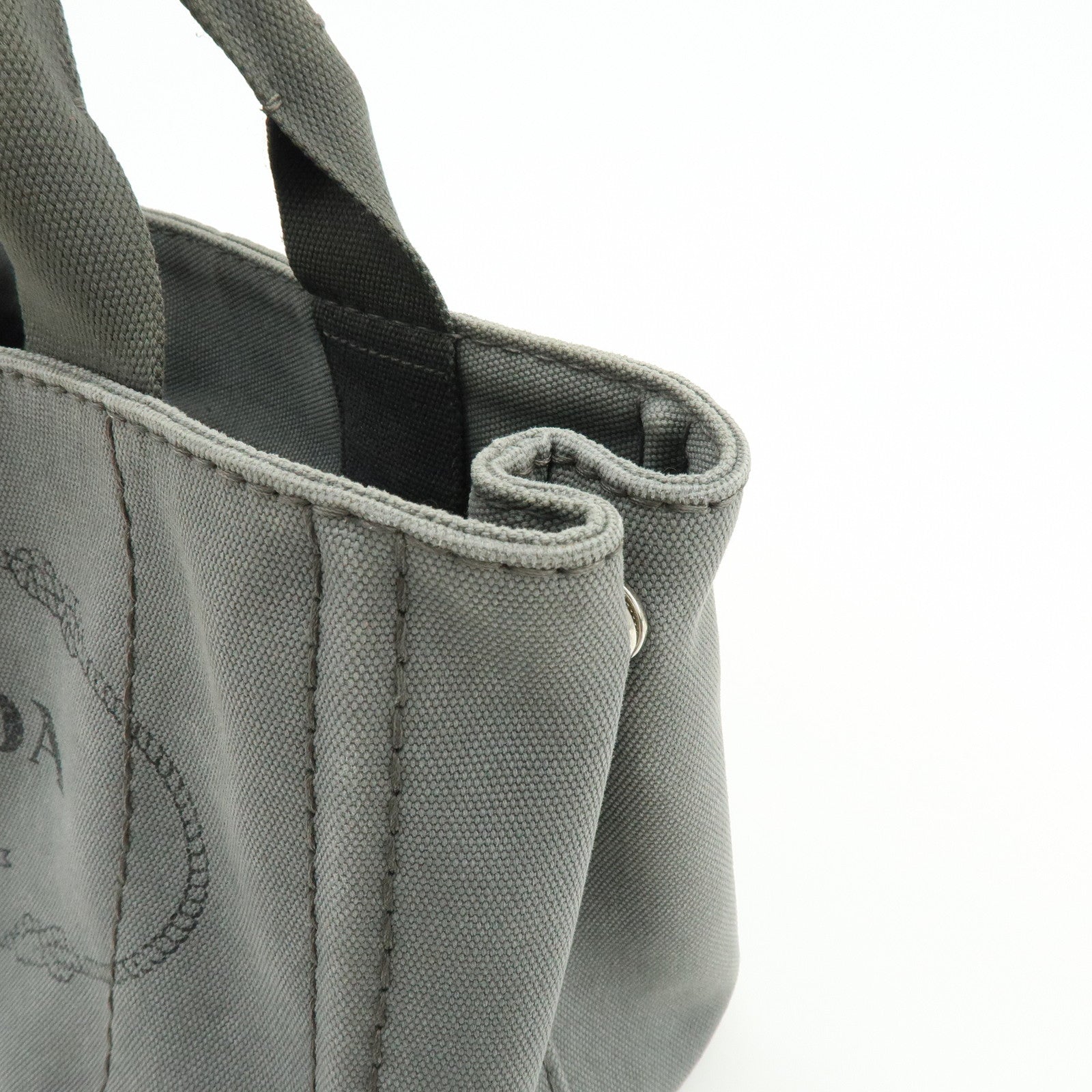 PRADA Canapa Mini Canvas 2Way Bag Hand Shoulder Bag Gray 1BG439