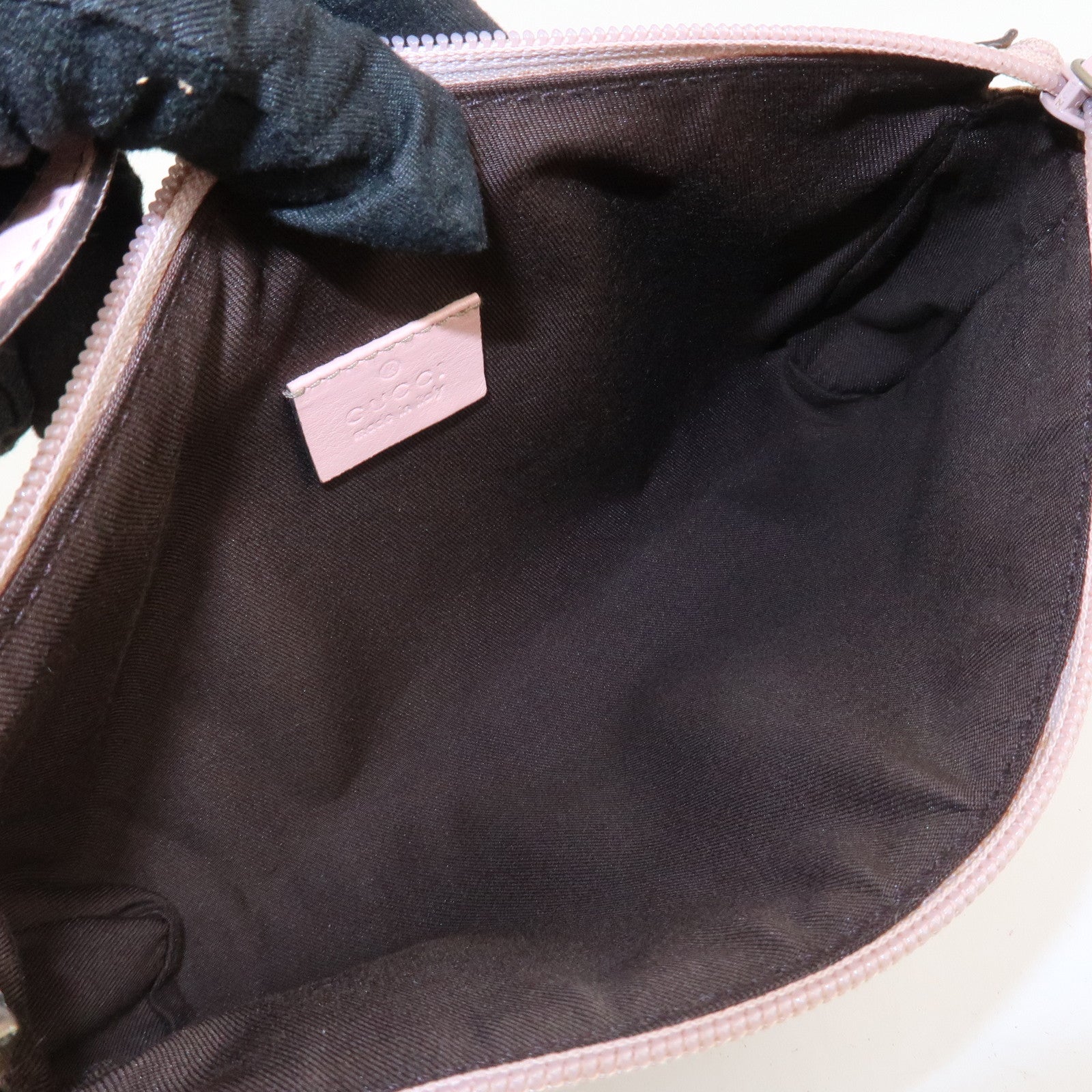 GUCCI Abbey GG Canvas Leather Hand Bag Pouch Pink Beige 145750 Used