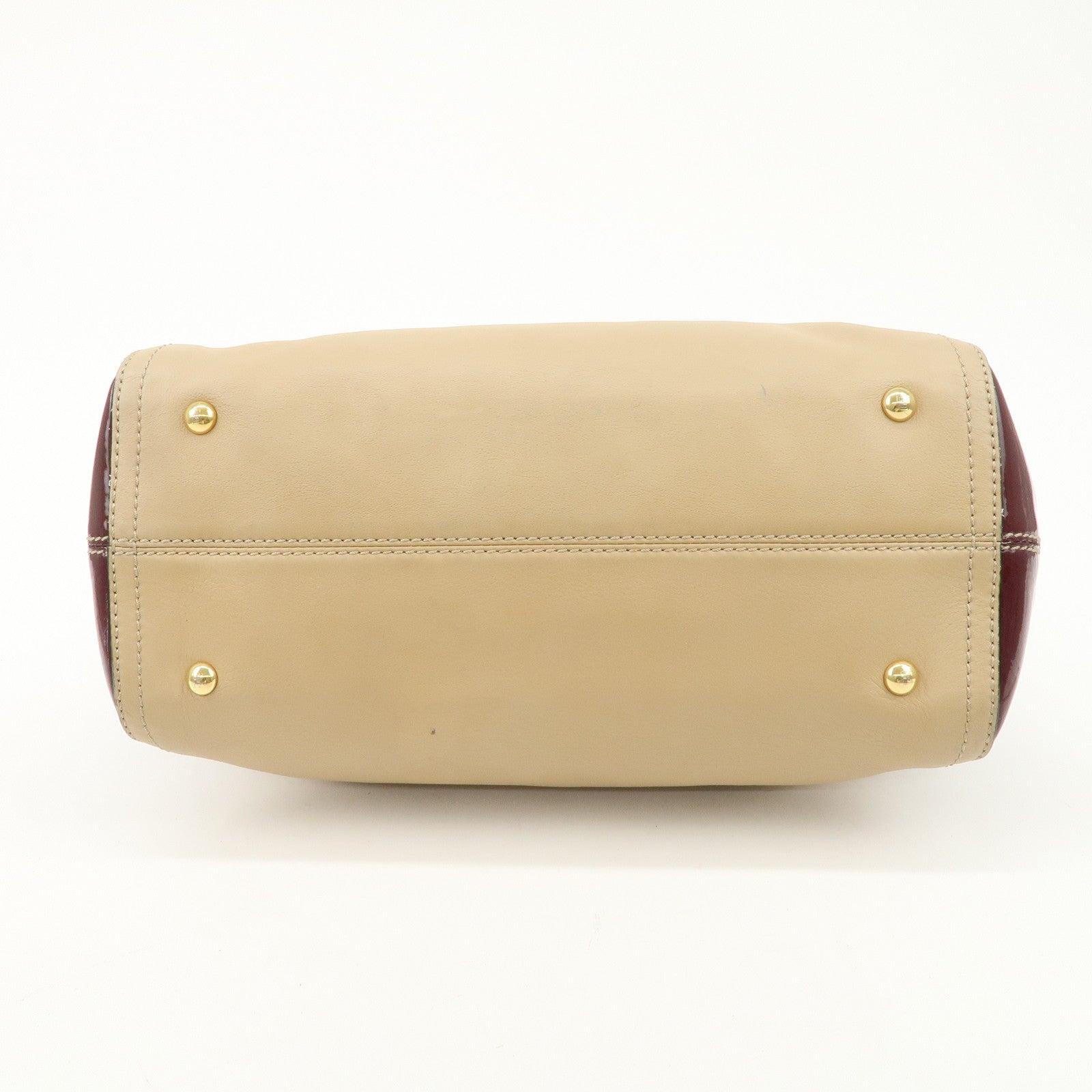 FENDI Chameleon Leather Enamel 2WAY Bag Beige Bordeaux 8BL114