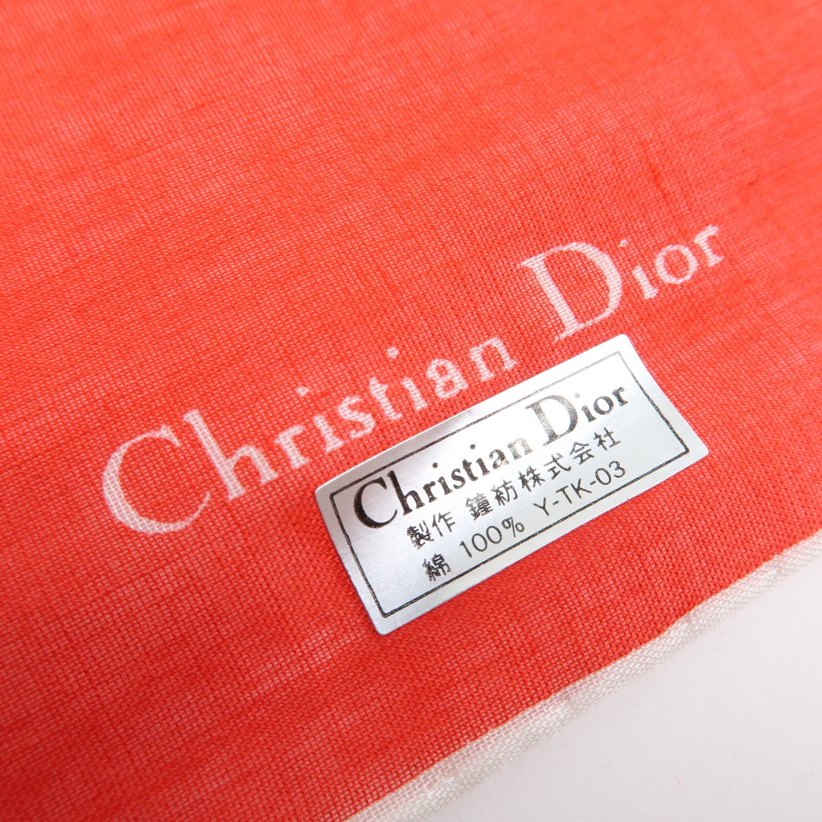 Christian Dior Set of 2 Cotton 100% Scarf Flower Print Red