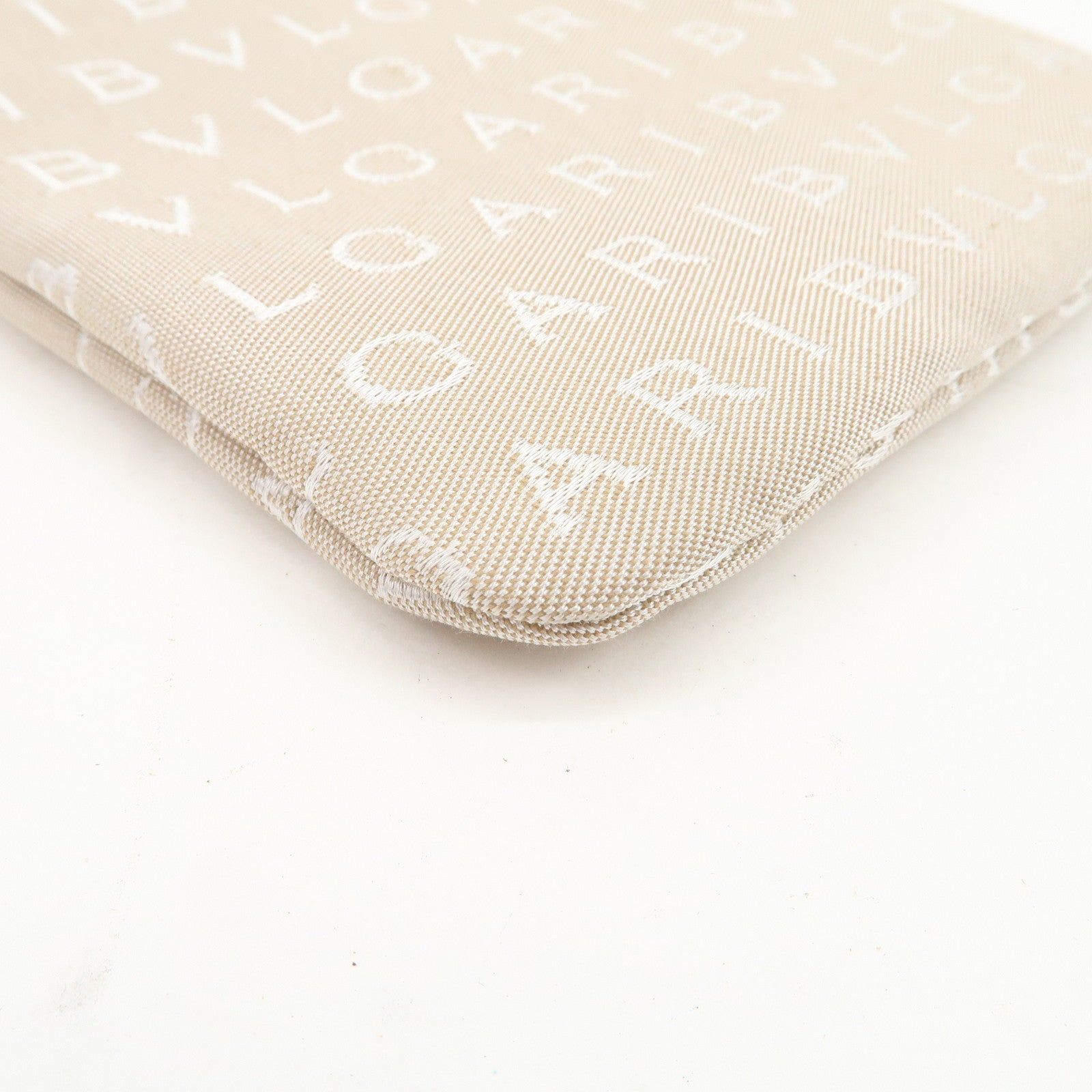 BVLGARI Logo Mania Canvas Leather Shoulder Bag Beige Dark Brown