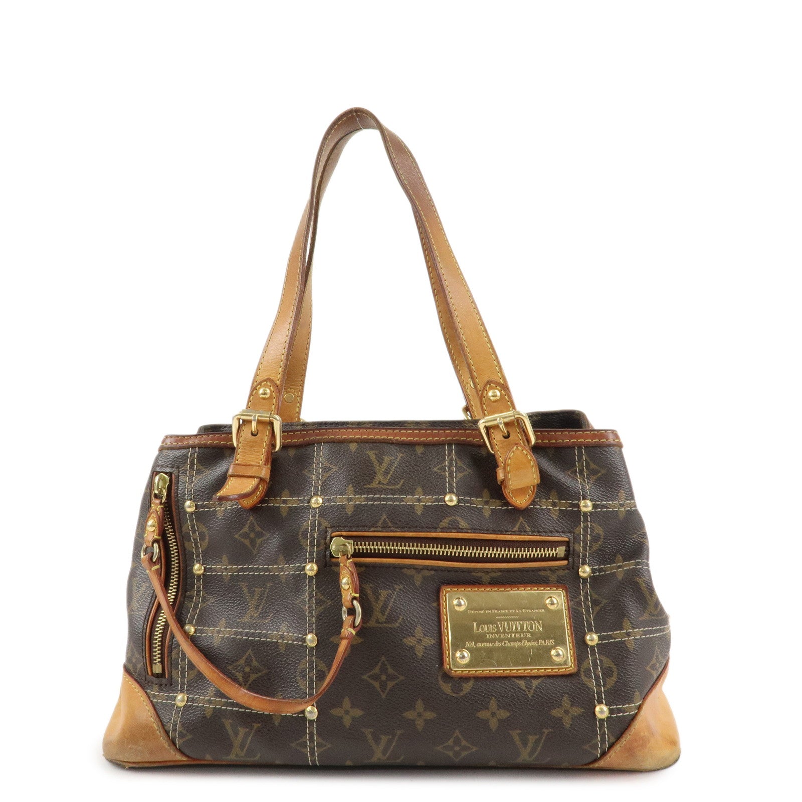 Louis Vuitton Monogram Canvas Rivet Hand Bag Shoulder Bag M40140 Used