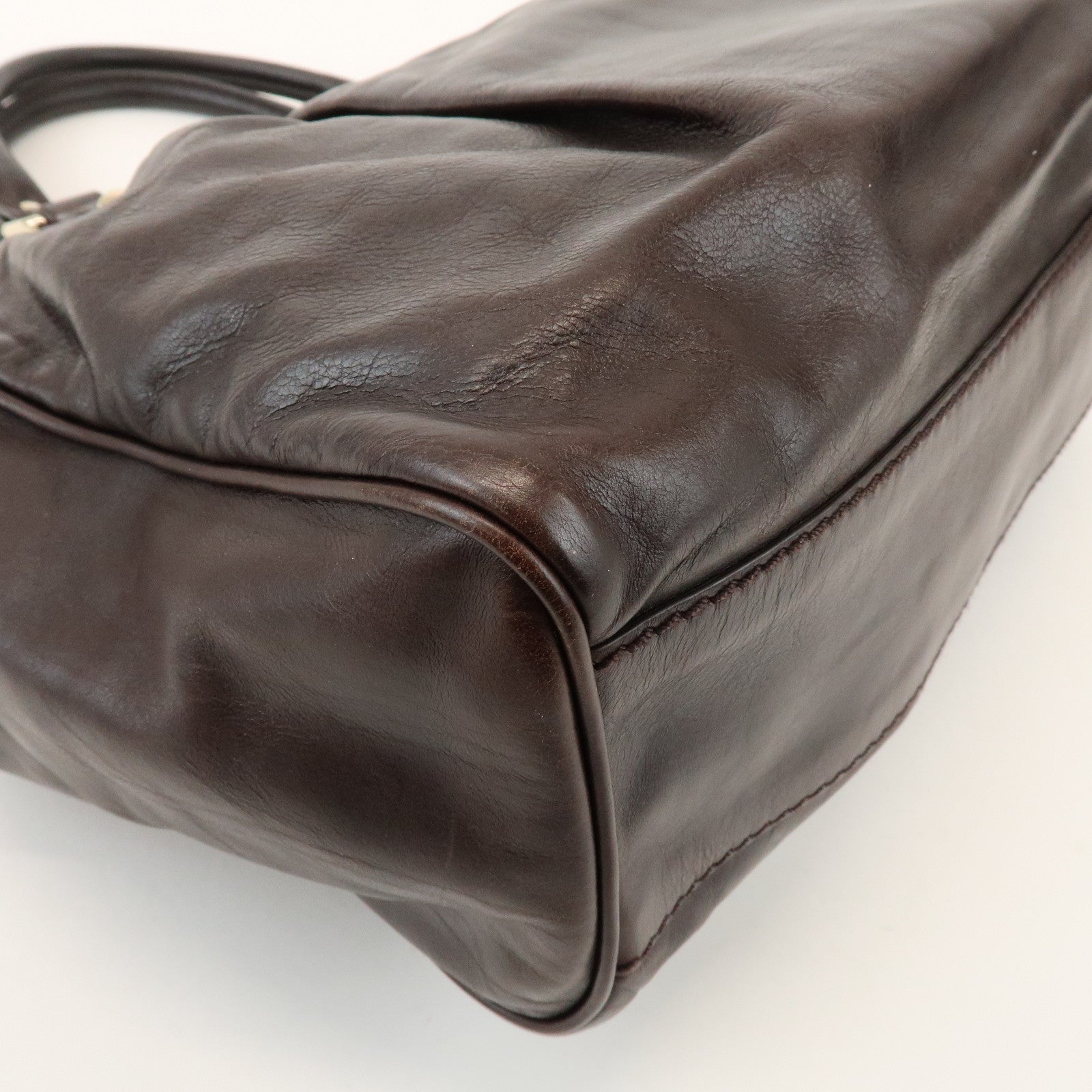 GUCCI Sukey Interlocking G Leather Tote Bag Hand Bag Brown 211944