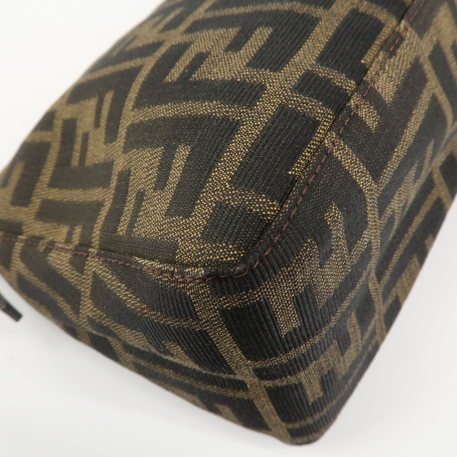FENDI Zucca Canvas Leather Hand Bag Shoulder Bag Brown 8BR156