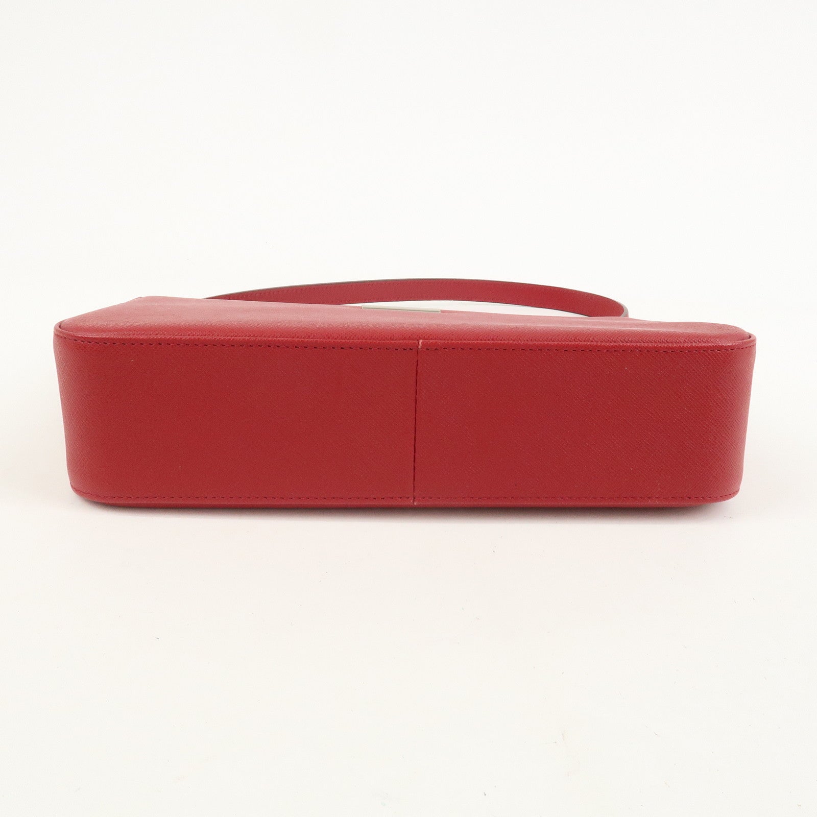 BURBERRY Logo Leather Shoulder Bag Hand Bag Red