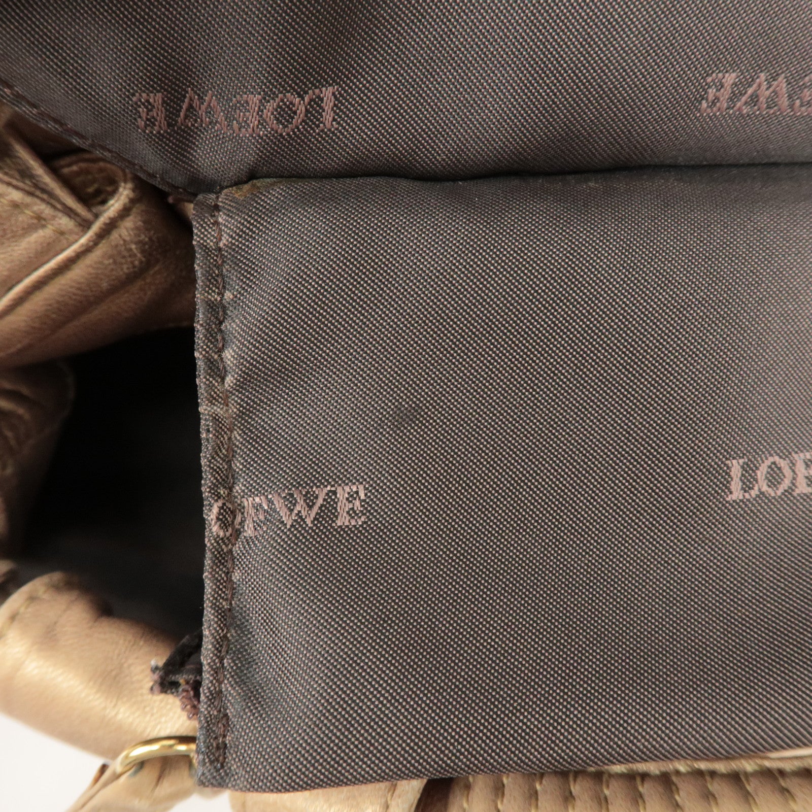 LOEWE Anagram Leather Mini Nappa Aire Hand Bag Tote Bag Gold Used