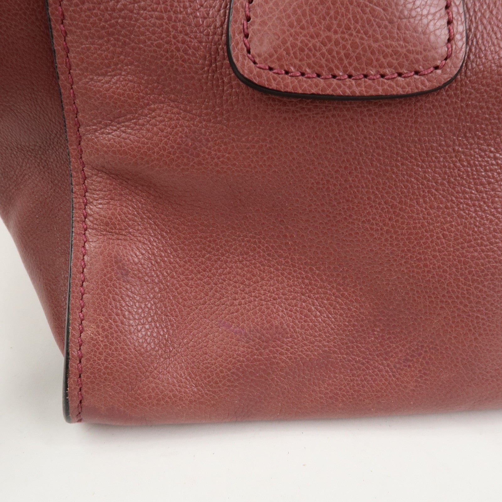 PRADA Triangle Logo Leather 2Way Bag Tote Bag Hand Bag Pink B2625M