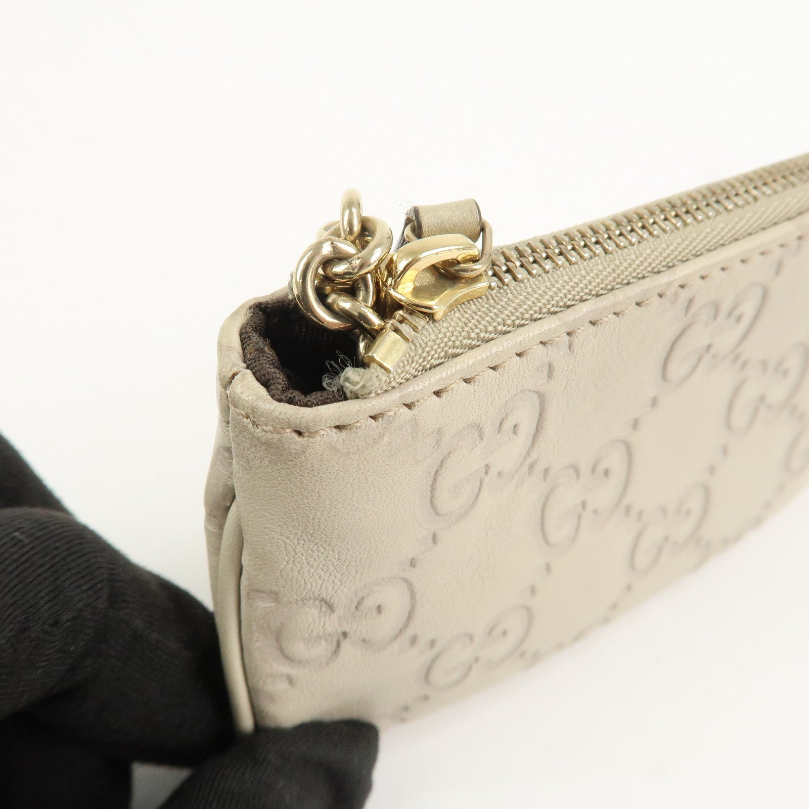 GUCCI Guccissima Leather Coin Case Key Case Ivory 233183 Used