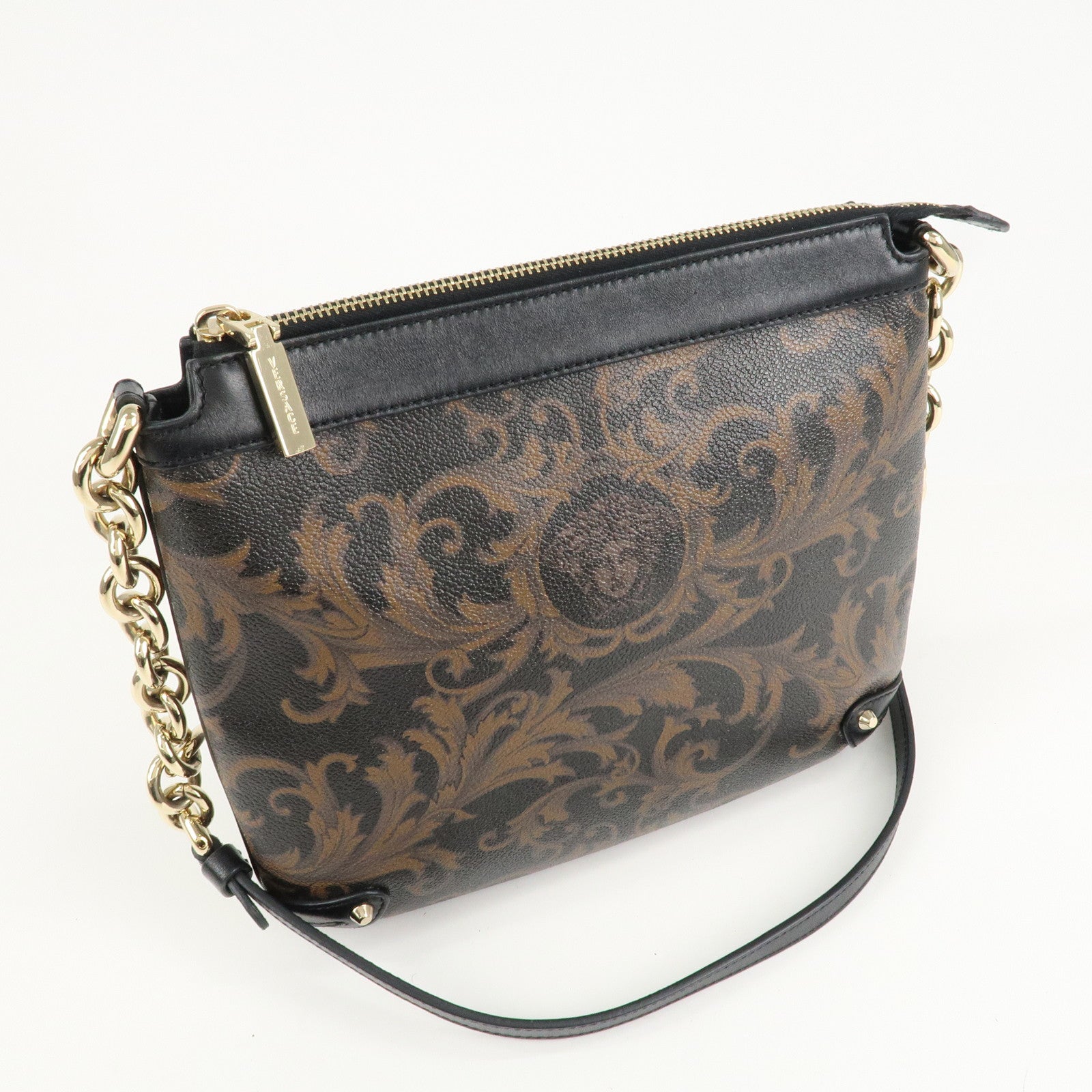 GIANNI VERSACE Medusa Chain Shoulder Bag Hand Bag Black Brown Used