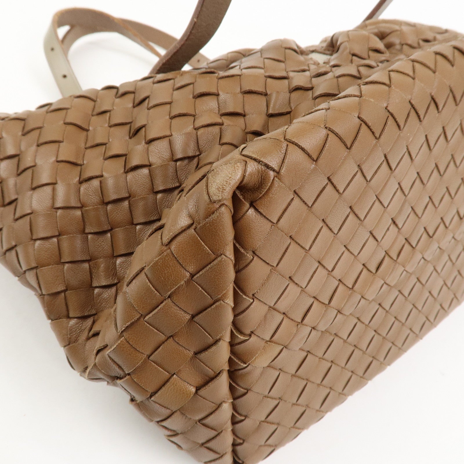 BOTTEGA VENETA Intrecciato Leather Tote Bag Shoulder Bag Brown